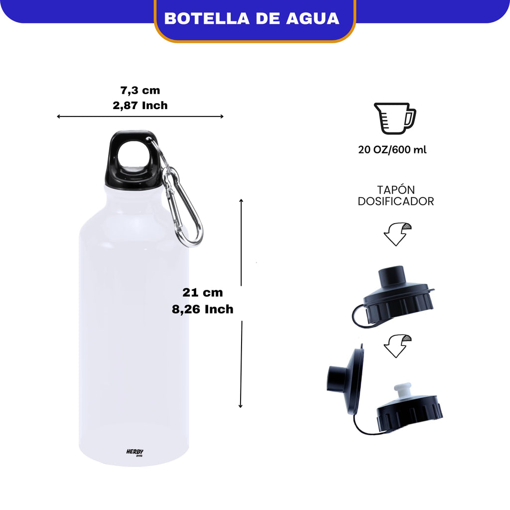 botella de agua del Alaves para niños personalizada con nombre y número es un bidón de aluminio liviano para fanáticos del futbol cantimplora del Alaves de 600 ml con dos tapones(Alavesbidón)
