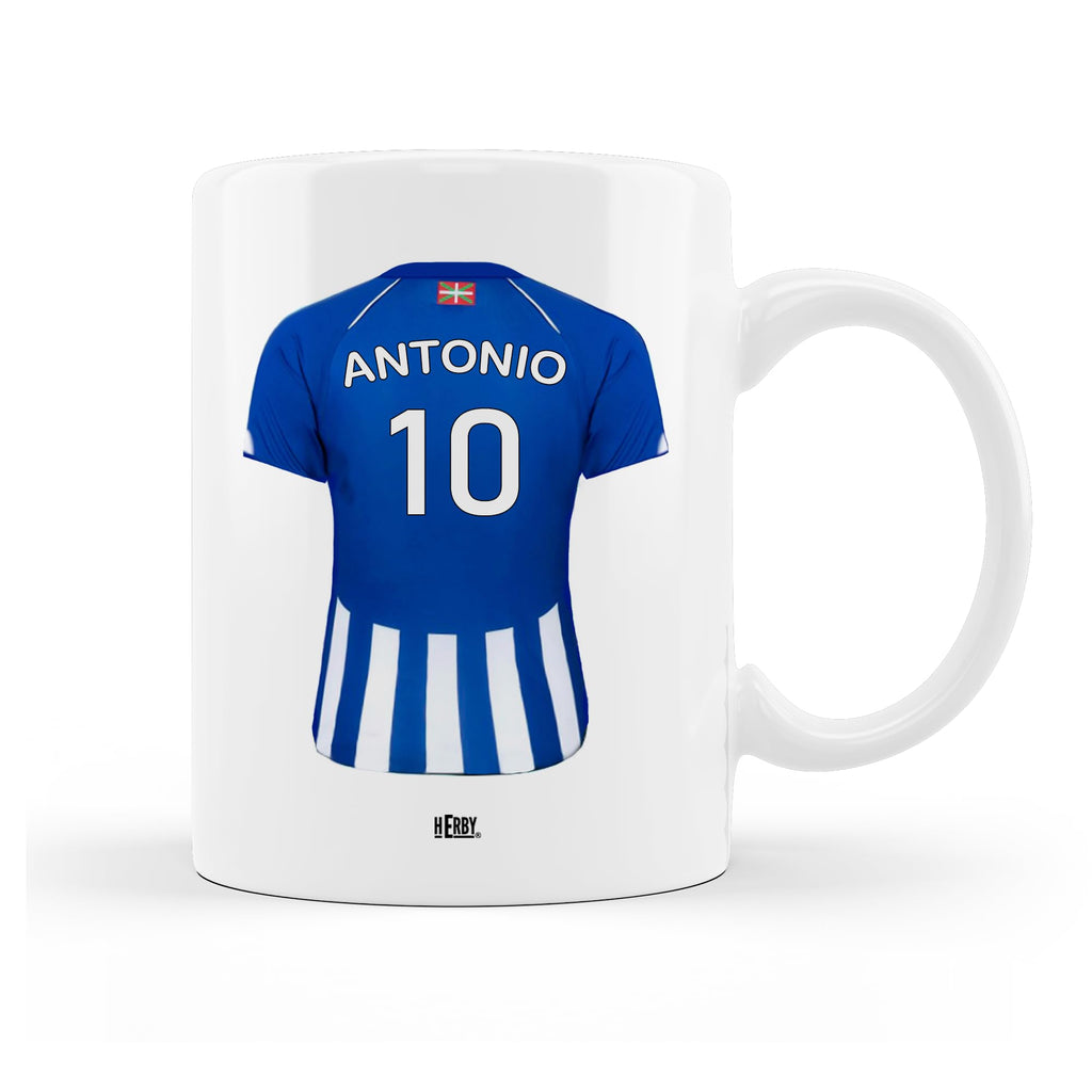 Taza Alavés Cerámica Personalizada Diseño Camiseta 325 Ml Regalo Ideal Para Aficionados Detalle Único Día Del Padre Cumpleaños Fanáticos Futbol Resistente Lavavajillas Microondas (Alavéscerámica)