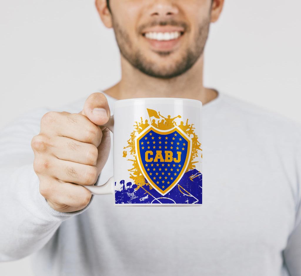 Taza de cerámica de boca personalizada con nombre, regalos para fanáticos del futbol todos los equipos 325 ml para café, té, apta para microondas y lavavajillas (Boca)