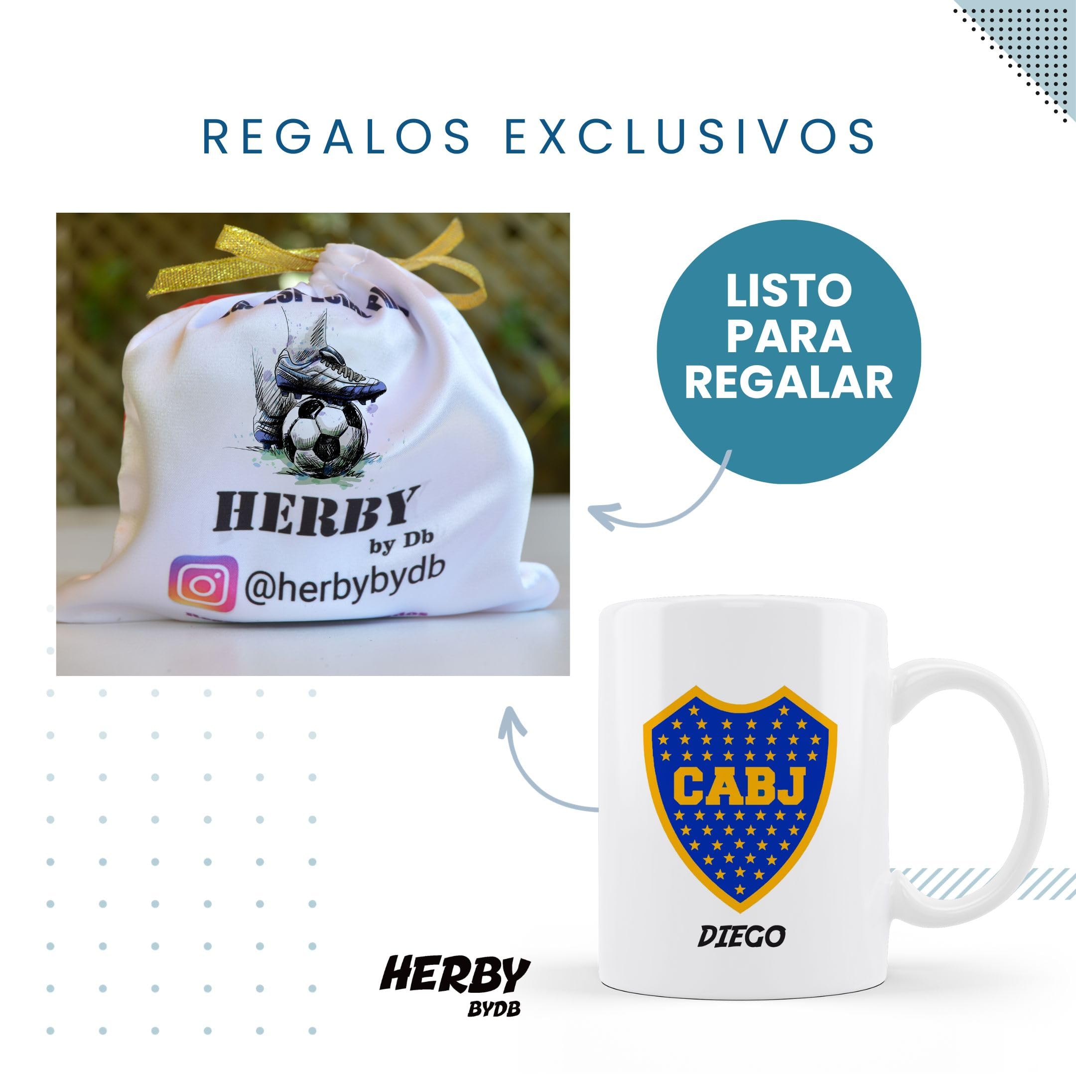 Taza de cerámica de boca personalizada con nombre, regalos para fanáticos del futbol todos los equipos 325 ml para café, té, apta para microondas y lavavajillas (Boca)
