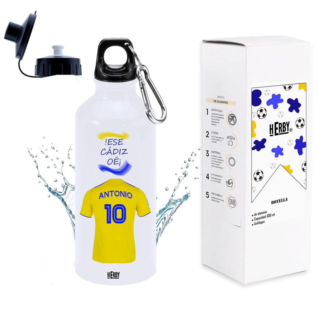 botella de agua del Alaves para niños personalizada con nombre y número es un bidón de aluminio liviano para fanáticos del futbol cantimplora del Alaves de 600 ml con dos tapones(Alavesbidón)