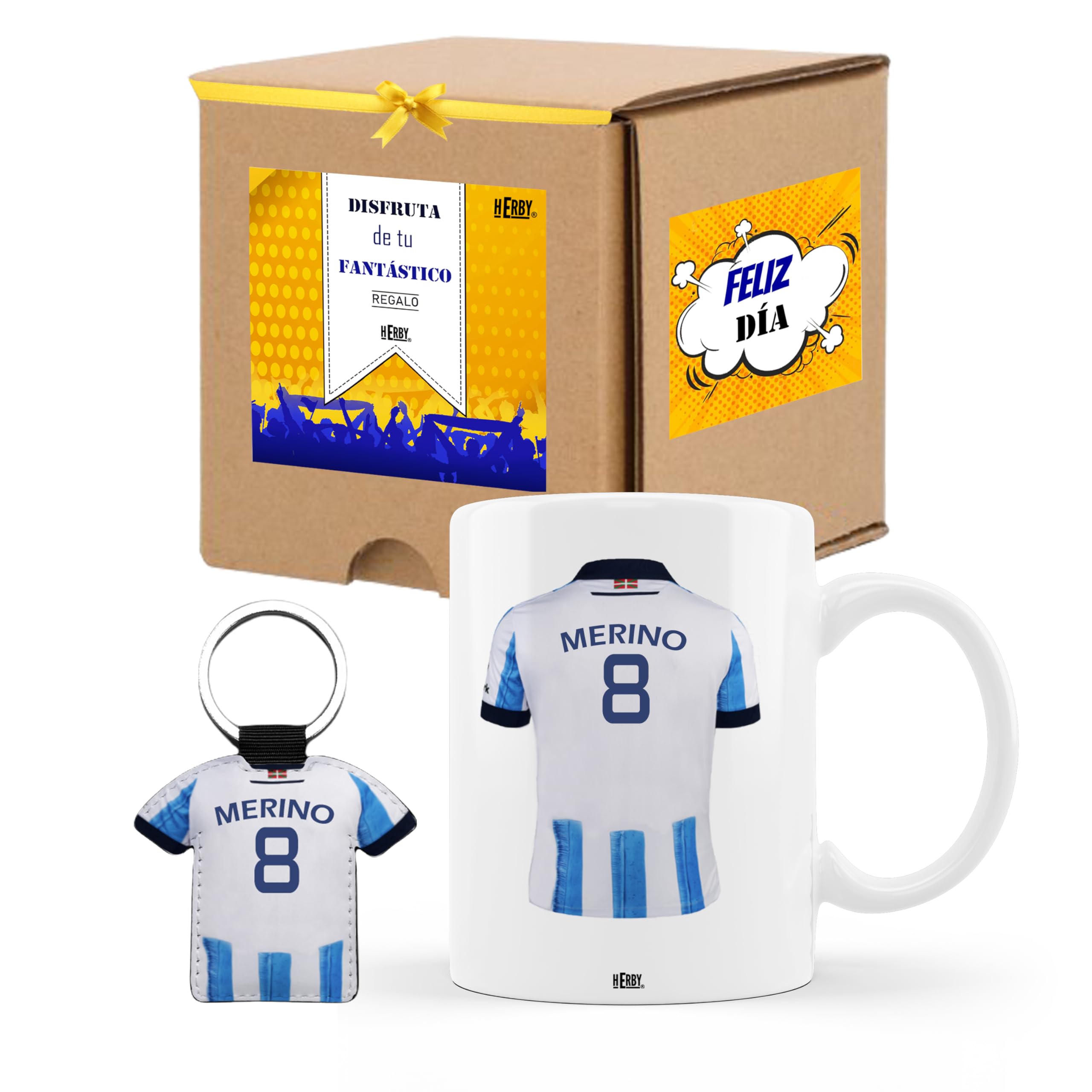 Taza del Almería personalizada con nombre y número más llavero del Almería caja de regalos del Almería taza de cerámica para te café o chocolate de 325 ml regalos para fanáticos del futbol(Almeríax2c)