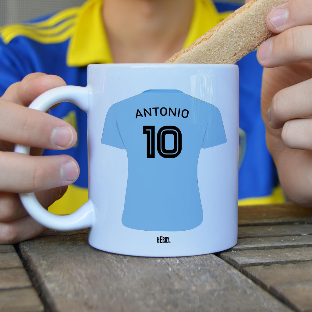 Taza del Almería personalizada con nombre y número más llavero del Almería caja de regalos del Almería taza de cerámica para te café o chocolate de 325 ml regalos para fanáticos del futbol(Almeríax2c)