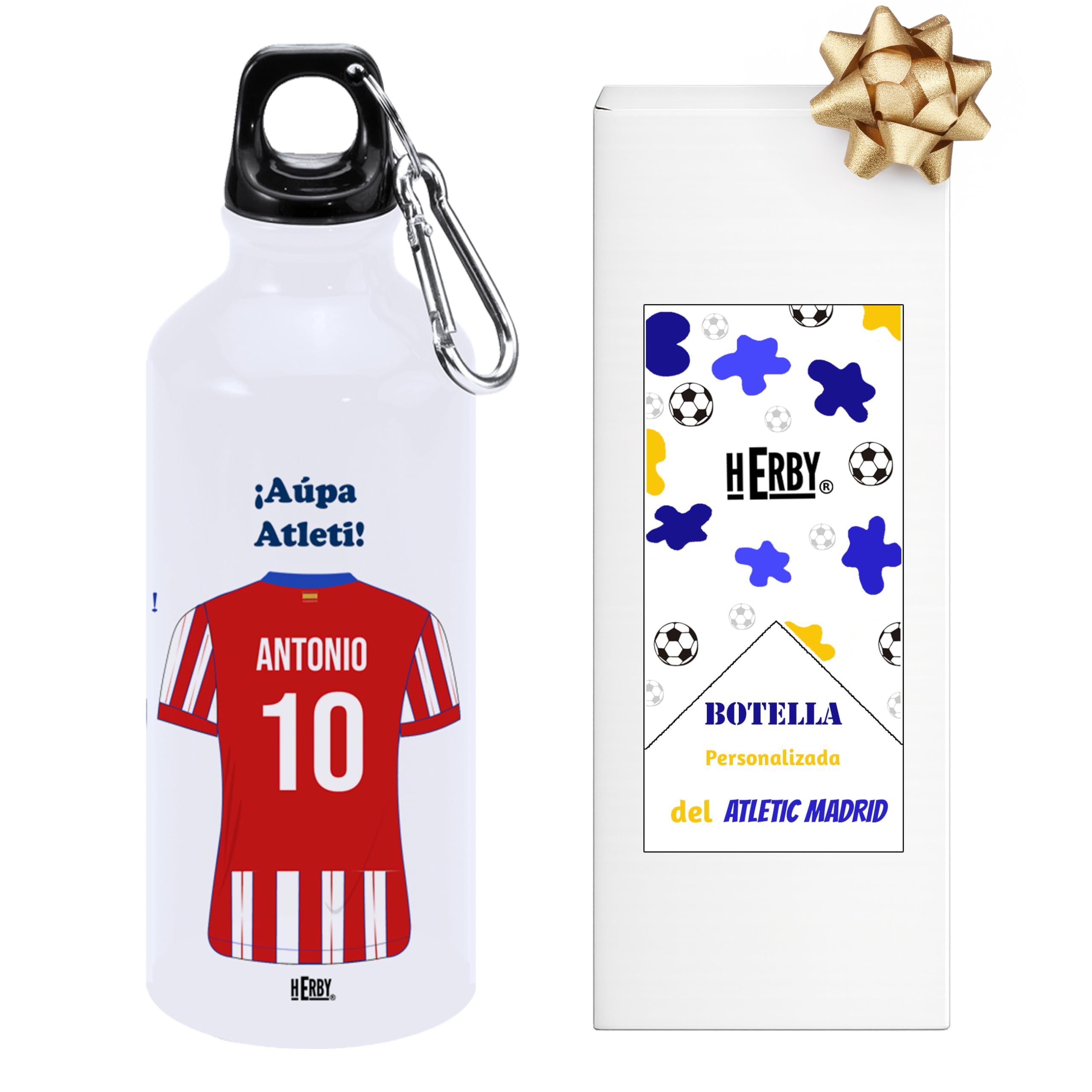 botella de agua del Alaves para niños personalizada con nombre y número es un bidón de aluminio liviano para fanáticos del futbol cantimplora del Alaves de 600 ml con dos tapones(Alavesbidón)
