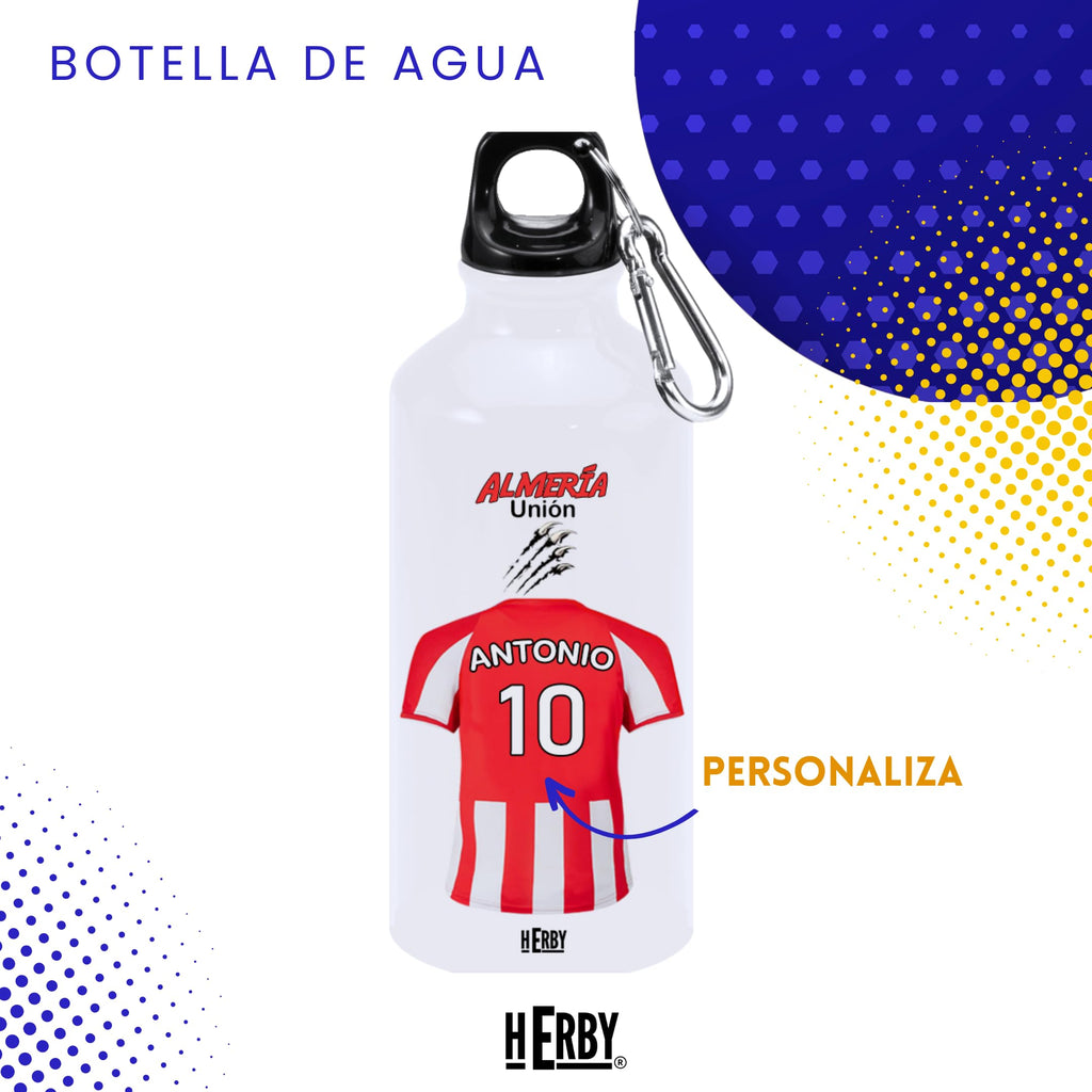 botella de agua del Alaves para niños personalizada con nombre y número es un bidón de aluminio liviano para fanáticos del futbol cantimplora del Alaves de 600 ml con dos tapones(Alavesbidón)