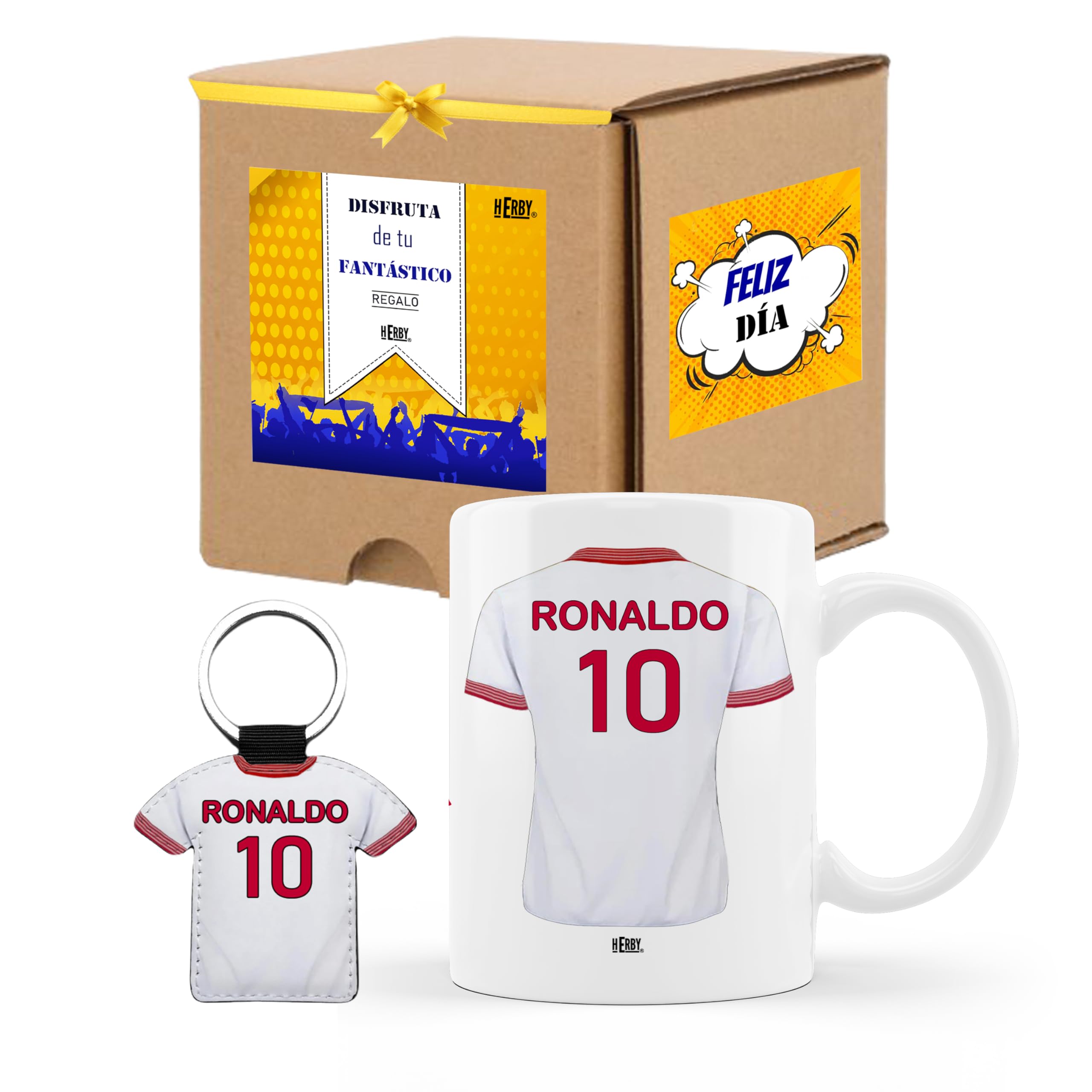 Taza del Almería personalizada con nombre y número más llavero del Almería caja de regalos del Almería taza de cerámica para te café o chocolate de 325 ml regalos para fanáticos del futbol(Almeríax2c)