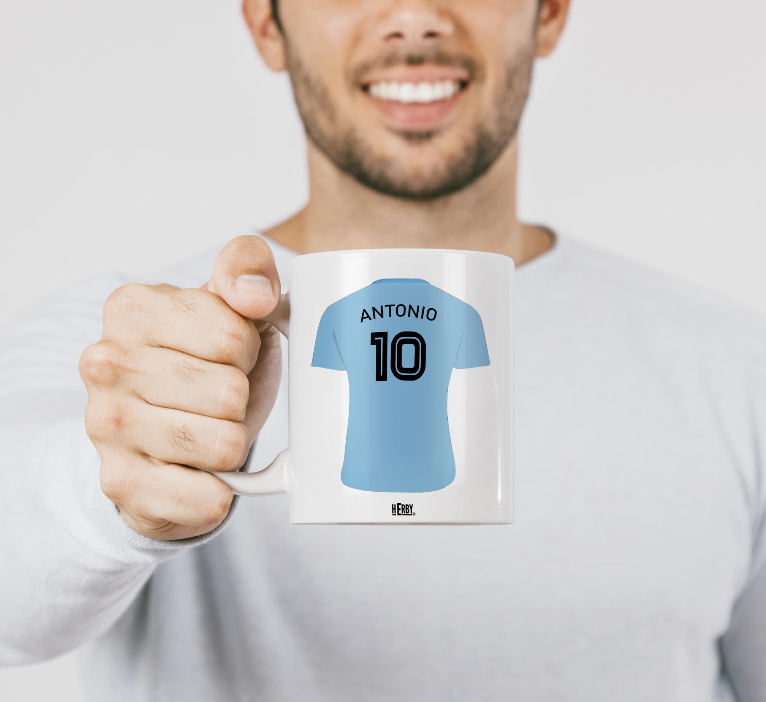 Taza del Almería personalizada con nombre y número más llavero del Almería caja de regalos del Almería taza de cerámica para te café o chocolate de 325 ml regalos para fanáticos del futbol(Almeríax2c)