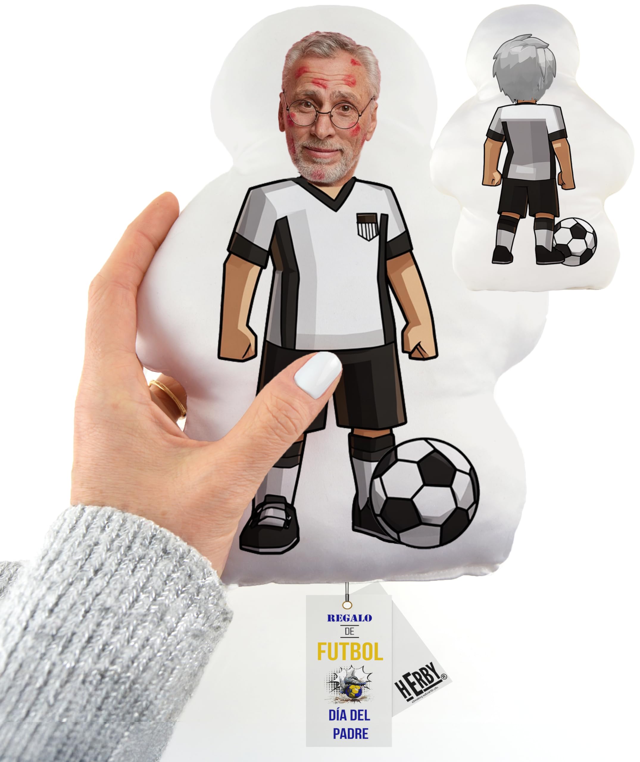 HERBY Cojín del Madrid Personalizable Futbolista con Foto Nombre Número Suave y Mullido Regalo Original Aficionados Niños Adultos Fans Fútbol Día Padre Cumpleaños Equipo Favorito Decoración (ALAVÉS)