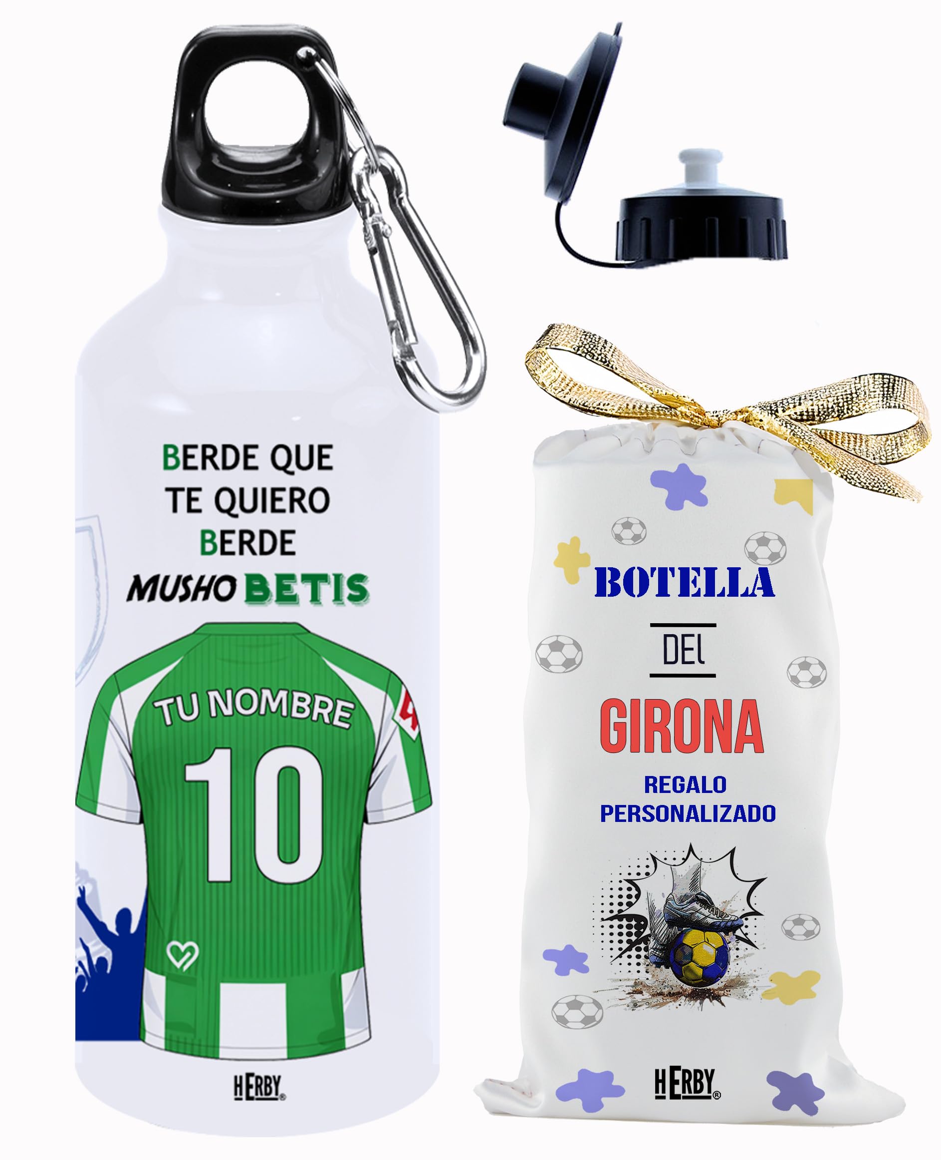 botella de agua del Alaves para niños personalizada con nombre y número es un bidón de aluminio liviano para fanáticos del futbol cantimplora del Alaves de 600 ml con dos tapones(Alavesbidón)