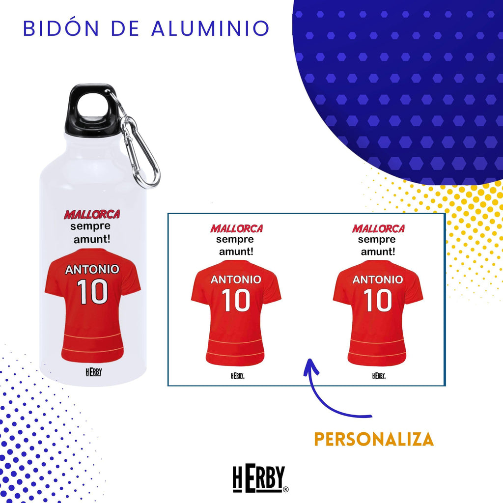 botella de agua del Alaves para niños personalizada con nombre y número es un bidón de aluminio liviano para fanáticos del futbol cantimplora del Alaves de 600 ml con dos tapones(Alavesbidón)