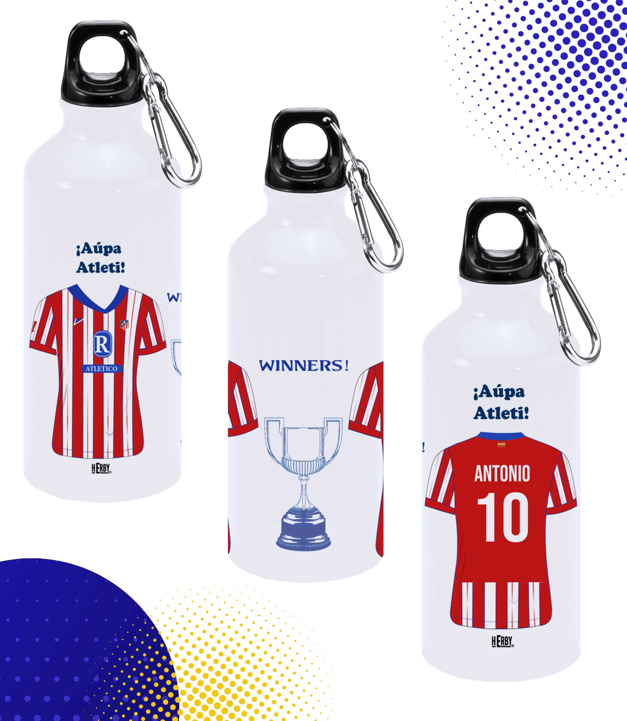 botella de agua del Alaves para niños personalizada con nombre y número es un bidón de aluminio liviano para fanáticos del futbol cantimplora del Alaves de 600 ml con dos tapones(Alavesbidón)