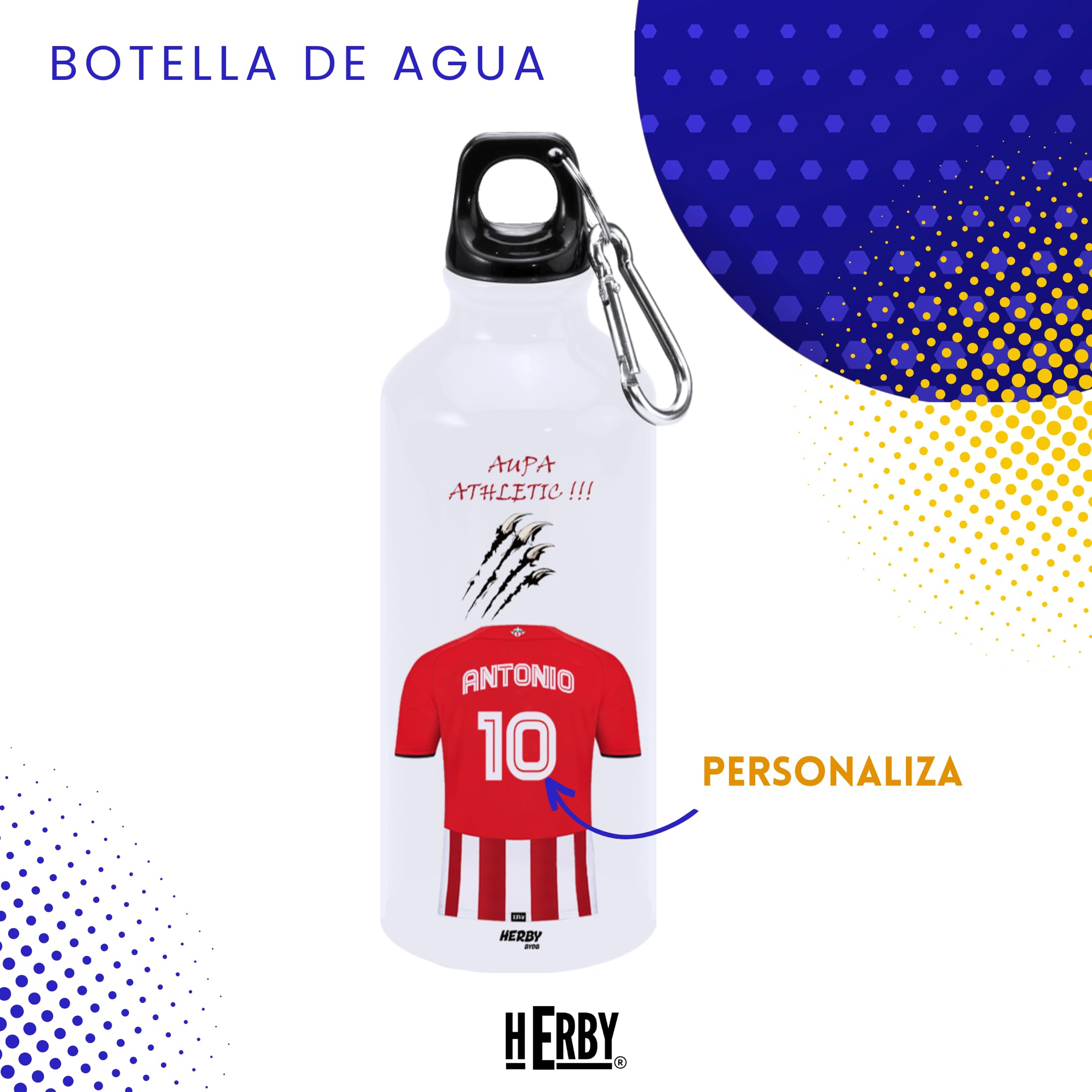 botella de agua del Alaves para niños personalizada con nombre y número es un bidón de aluminio liviano para fanáticos del futbol cantimplora del Alaves de 600 ml con dos tapones(Alavesbidón)