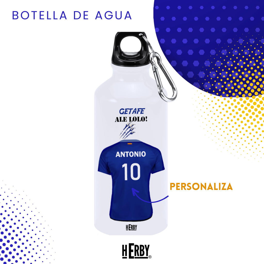 botella de agua del Alaves para niños personalizada con nombre y número es un bidón de aluminio liviano para fanáticos del futbol cantimplora del Alaves de 600 ml con dos tapones(Alavesbidón)