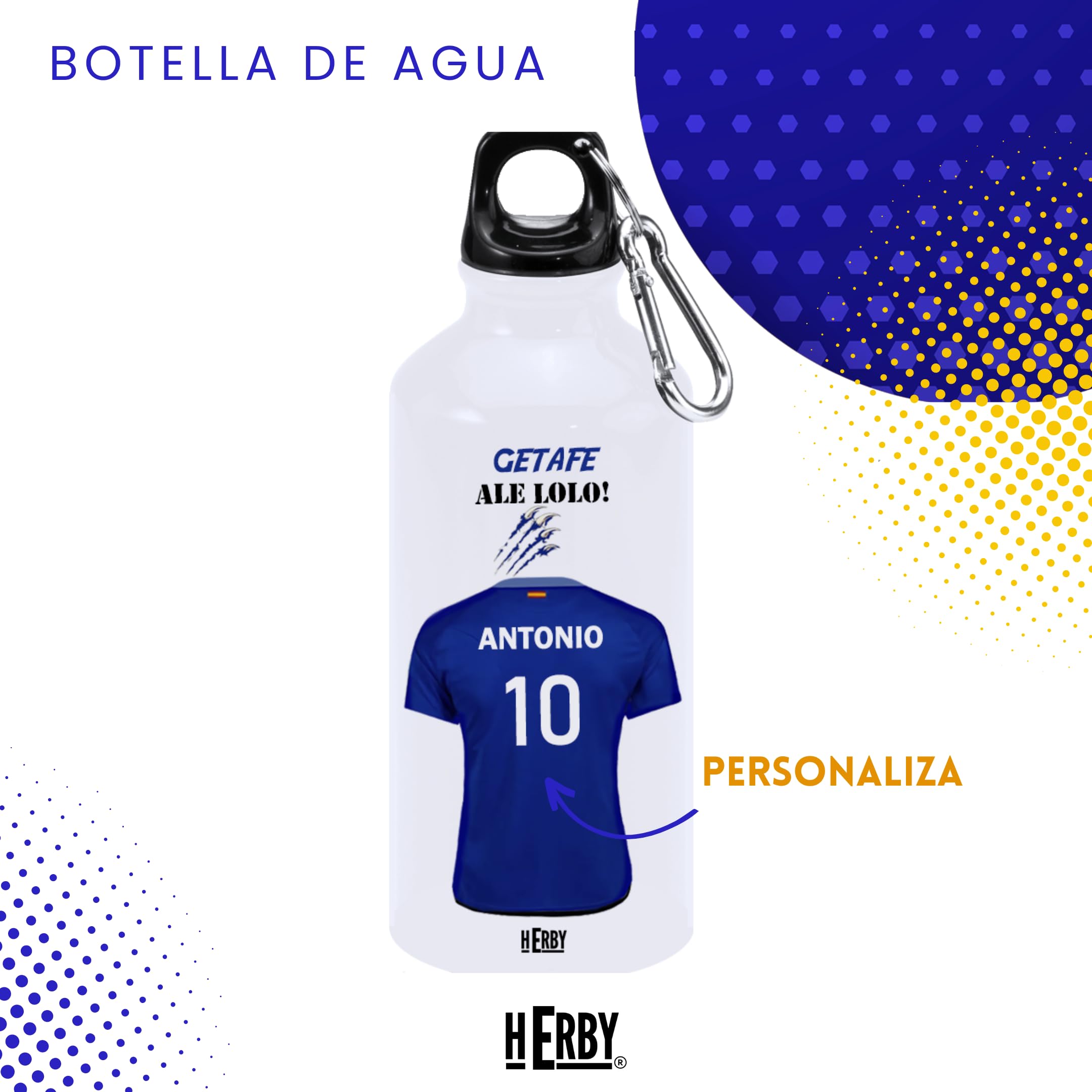 botella de agua del Alaves para niños personalizada con nombre y número es un bidón de aluminio liviano para fanáticos del futbol cantimplora del Alaves de 600 ml con dos tapones(Alavesbidón)
