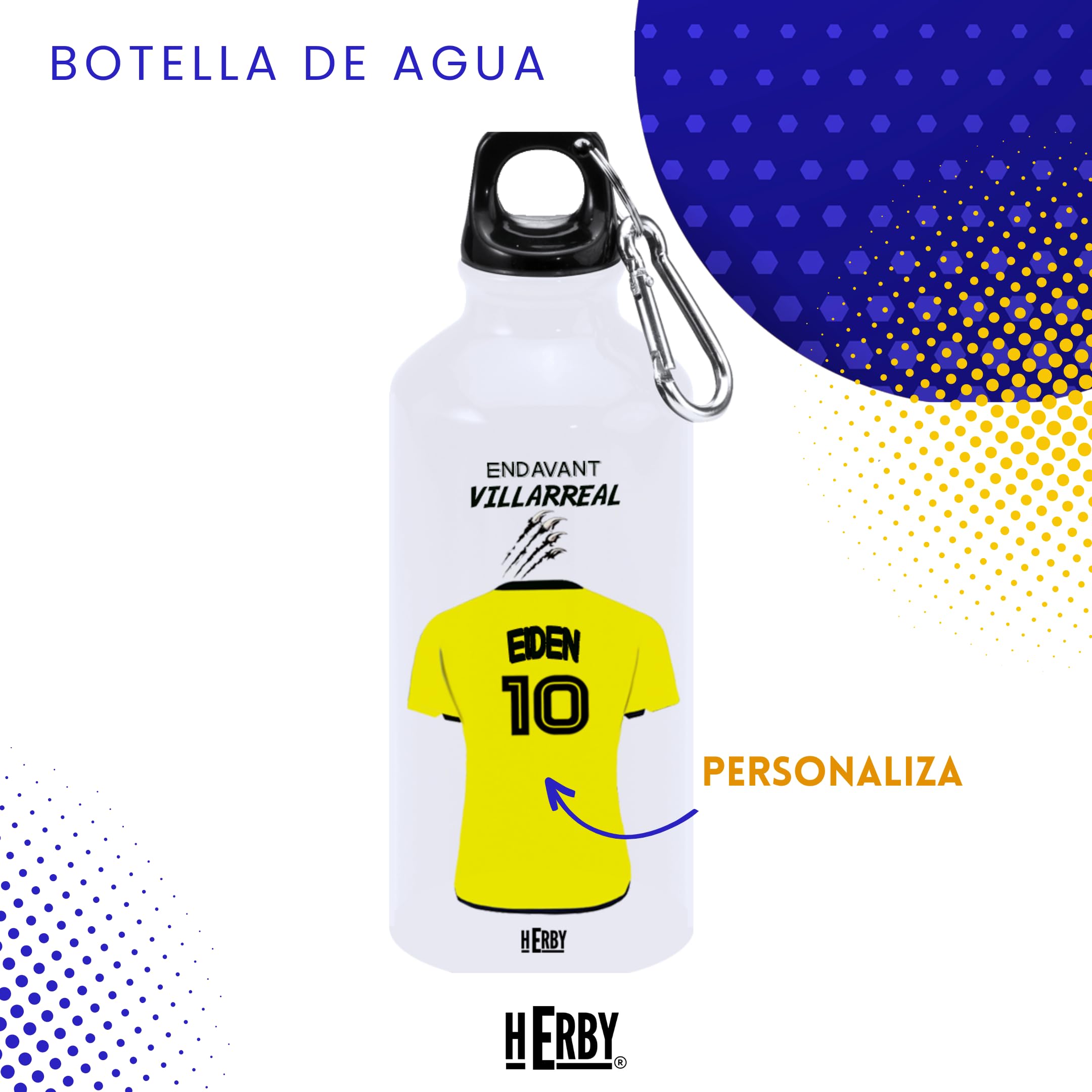 botella de agua del Alaves para niños personalizada con nombre y número es un bidón de aluminio liviano para fanáticos del futbol cantimplora del Alaves de 600 ml con dos tapones(Alavesbidón)