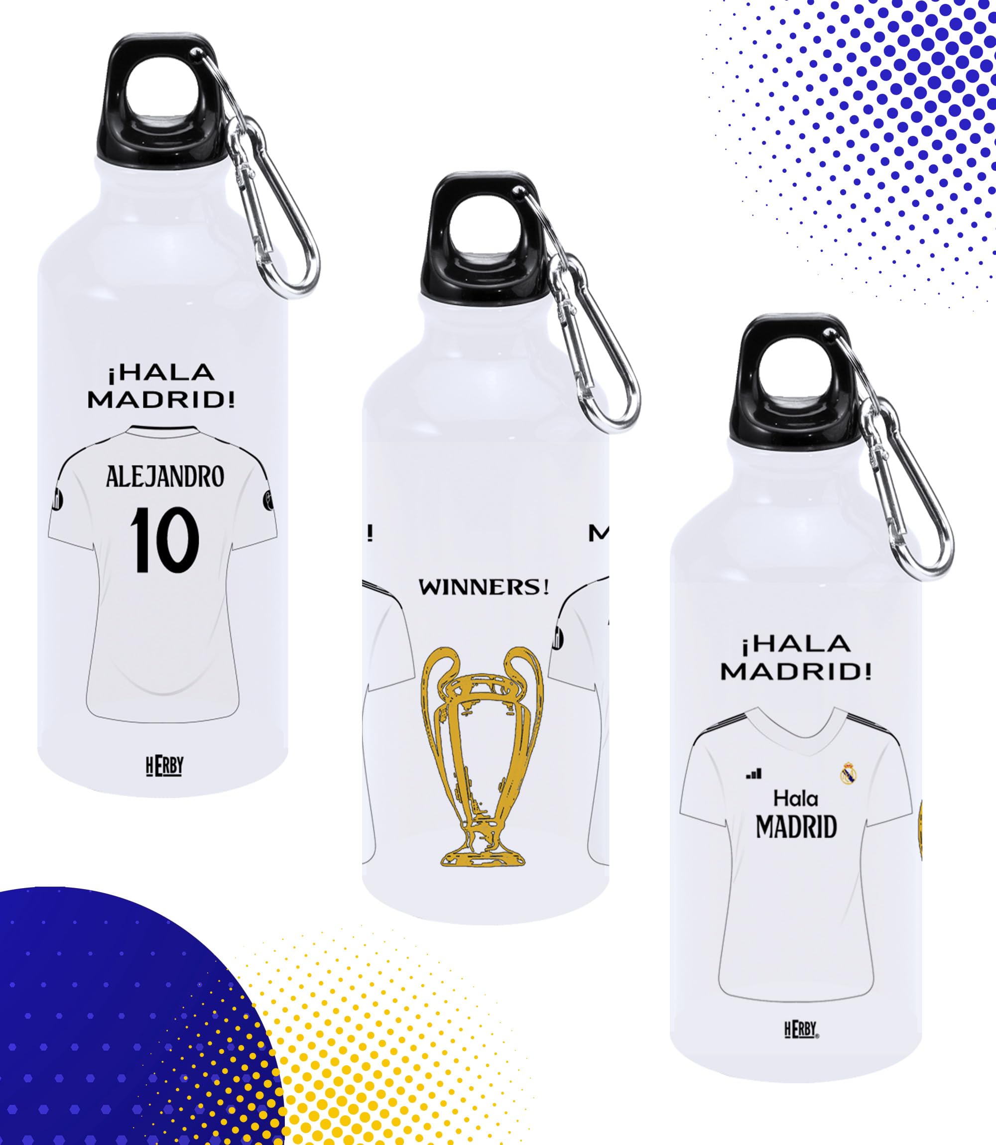 botella de agua del Alaves para niños personalizada con nombre y número es un bidón de aluminio liviano para fanáticos del futbol cantimplora del Alaves de 600 ml con dos tapones(Alavesbidón)