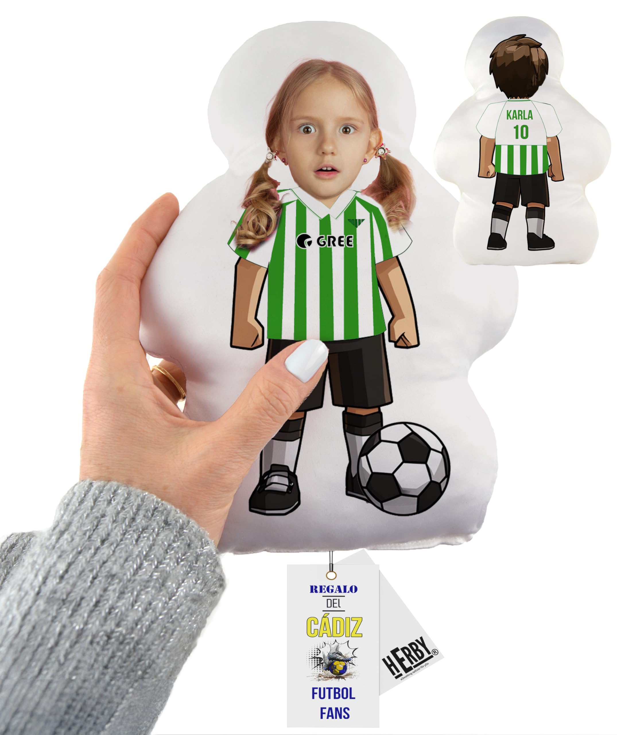 HERBY Cojín del Madrid Personalizable Futbolista con Foto Nombre Número Suave y Mullido Regalo Original Aficionados Niños Adultos Fans Fútbol Día Padre Cumpleaños Equipo Favorito Decoración (ALAVÉS)