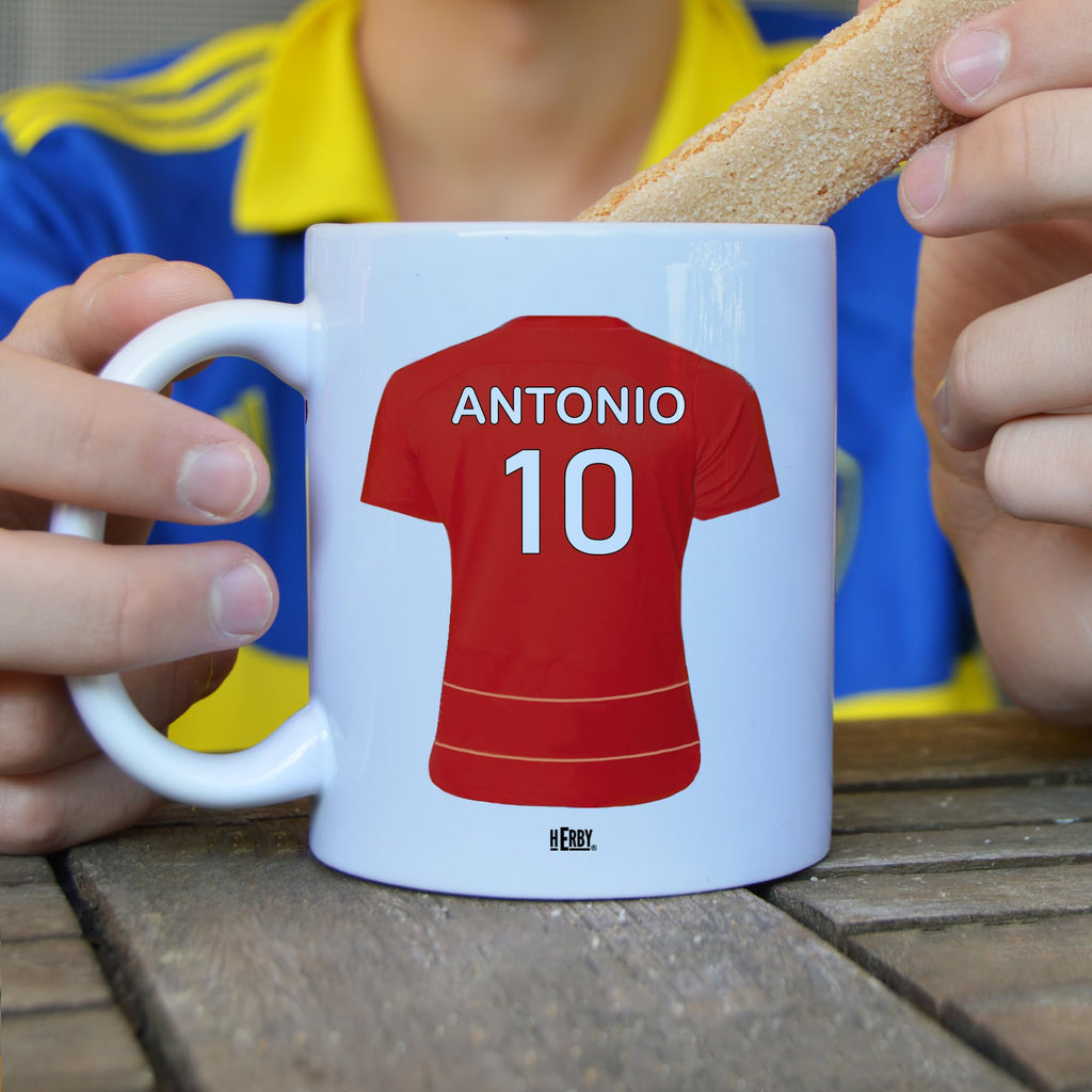 Taza del Almería personalizada con nombre y número más llavero del Almería caja de regalos del Almería taza de cerámica para te café o chocolate de 325 ml regalos para fanáticos del futbol(Almeríax2c)