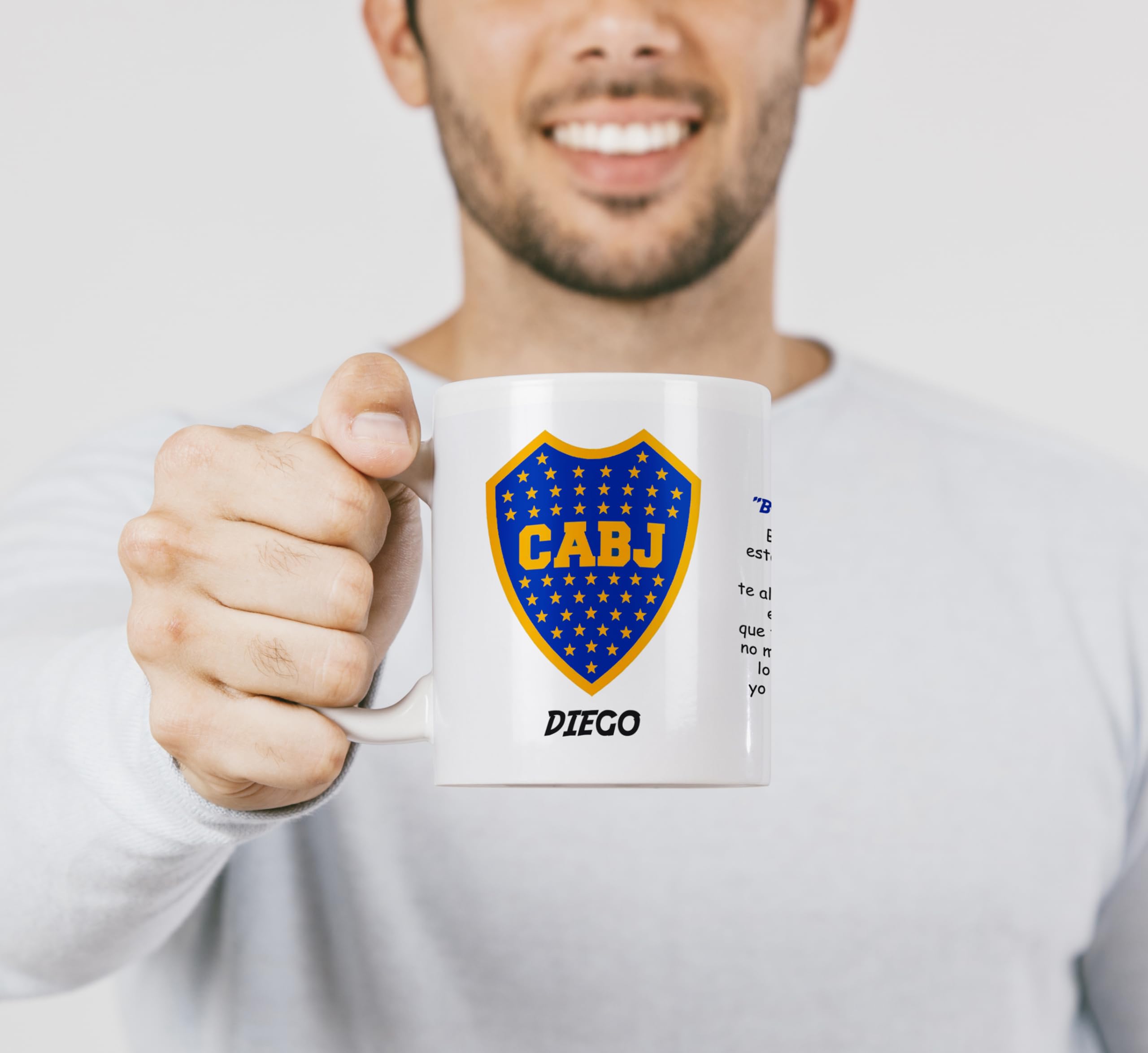 Taza de cerámica de boca personalizada con nombre, regalos para fanáticos del futbol todos los equipos 325 ml para café, té, apta para microondas y lavavajillas (Boca)