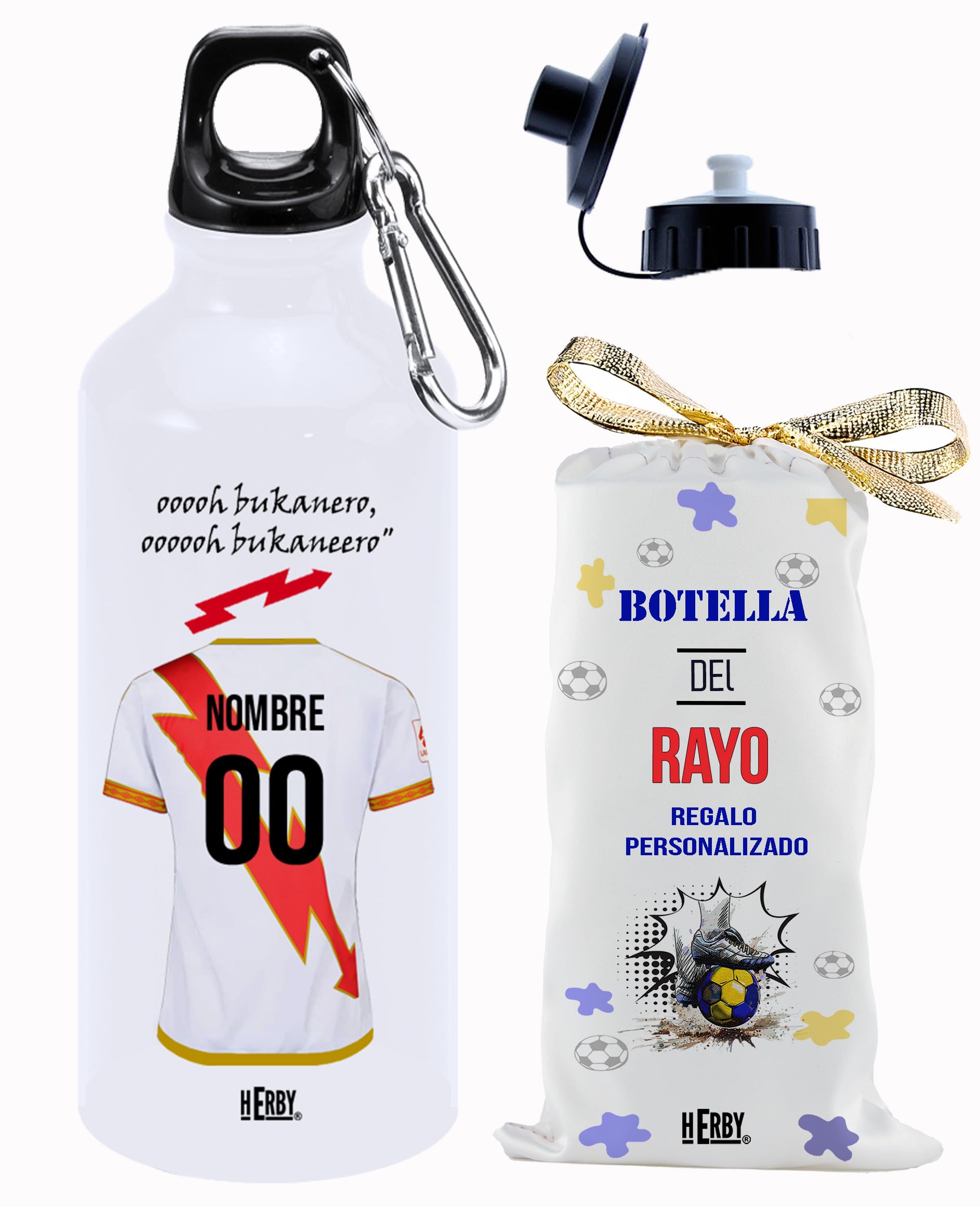 botella de agua del Alaves para niños personalizada con nombre y número es un bidón de aluminio liviano para fanáticos del futbol cantimplora del Alaves de 600 ml con dos tapones(Alavesbidón)