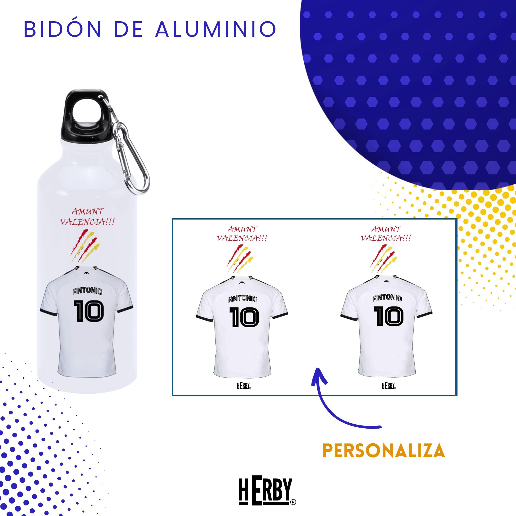 botella de agua del Alaves para niños personalizada con nombre y número es un bidón de aluminio liviano para fanáticos del futbol cantimplora del Alaves de 600 ml con dos tapones(Alavesbidón)
