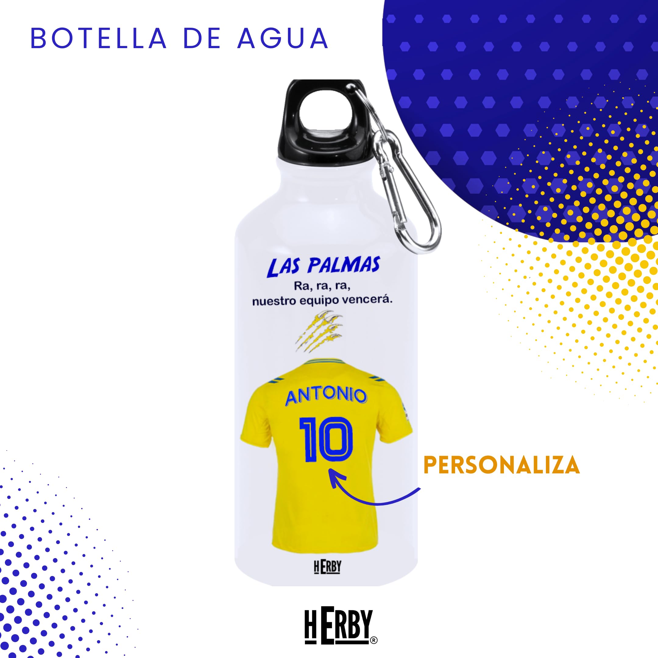 botella de agua del Alaves para niños personalizada con nombre y número es un bidón de aluminio liviano para fanáticos del futbol cantimplora del Alaves de 600 ml con dos tapones(Alavesbidón)