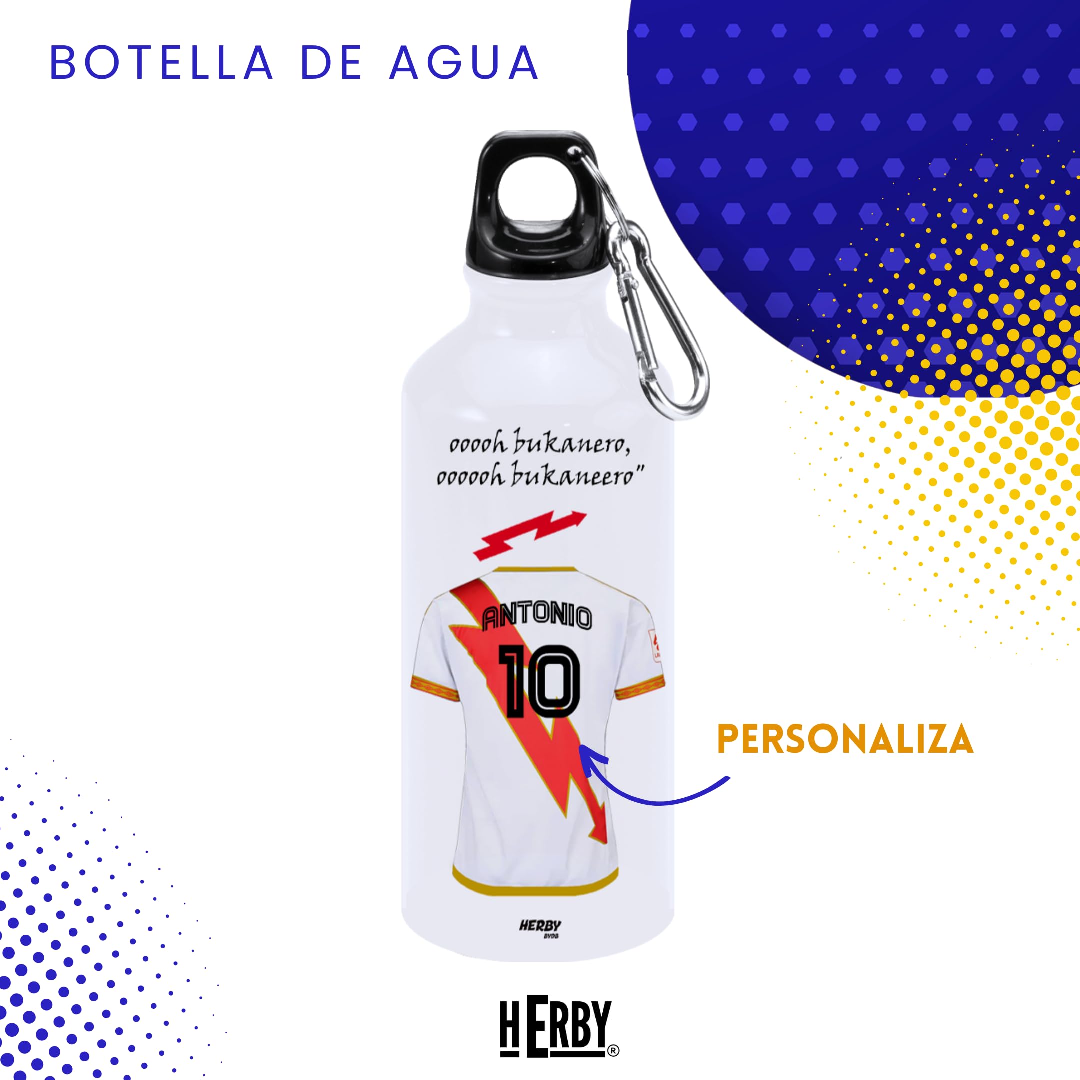 botella de agua del Alaves para niños personalizada con nombre y número es un bidón de aluminio liviano para fanáticos del futbol cantimplora del Alaves de 600 ml con dos tapones(Alavesbidón)