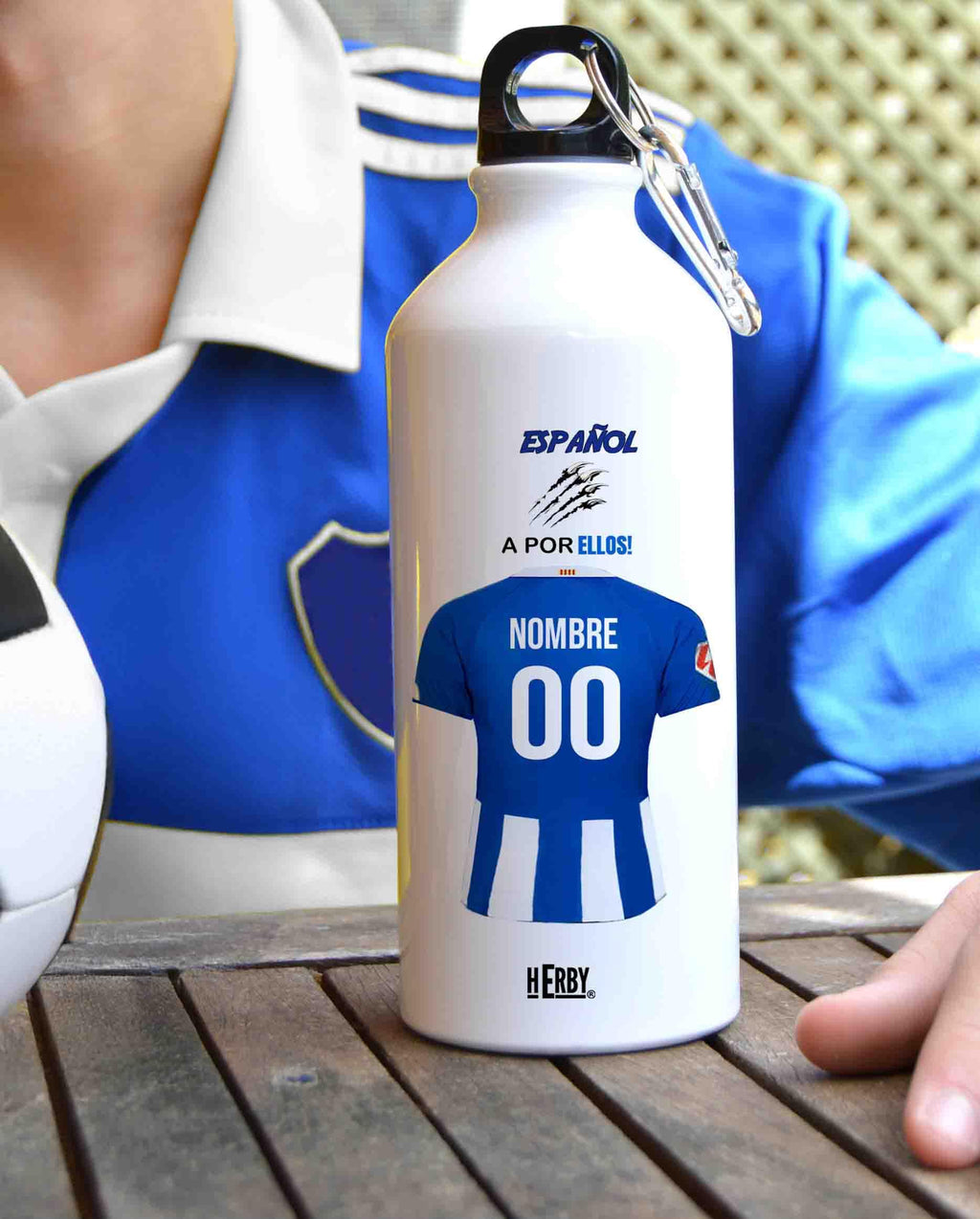 botella de agua del Alaves para niños personalizada con nombre y número es un bidón de aluminio liviano para fanáticos del futbol cantimplora del Alaves de 600 ml con dos tapones(Alavesbidón)