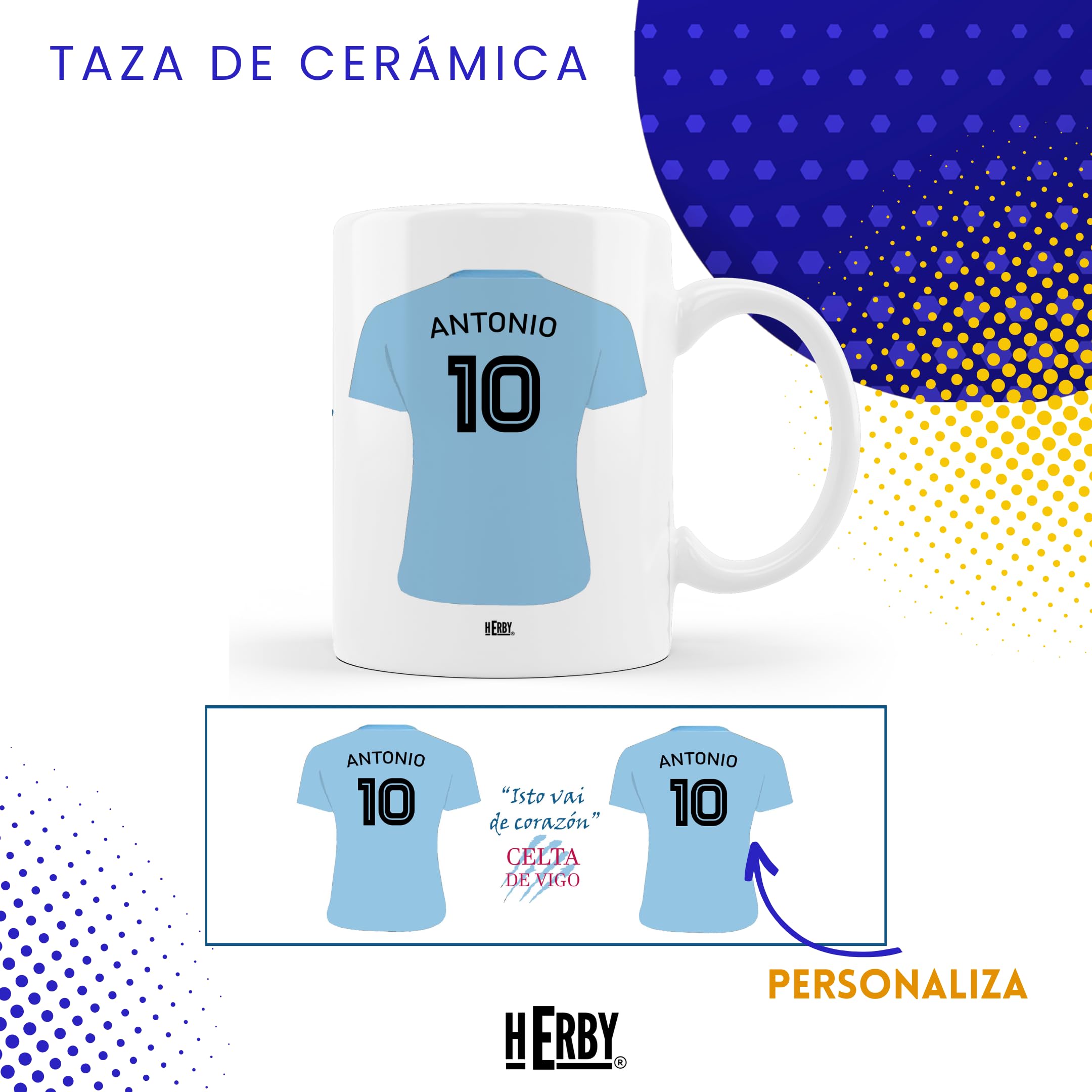 Taza del Almería personalizada con nombre y número más llavero del Almería caja de regalos del Almería taza de cerámica para te café o chocolate de 325 ml regalos para fanáticos del futbol(Almeríax2c)