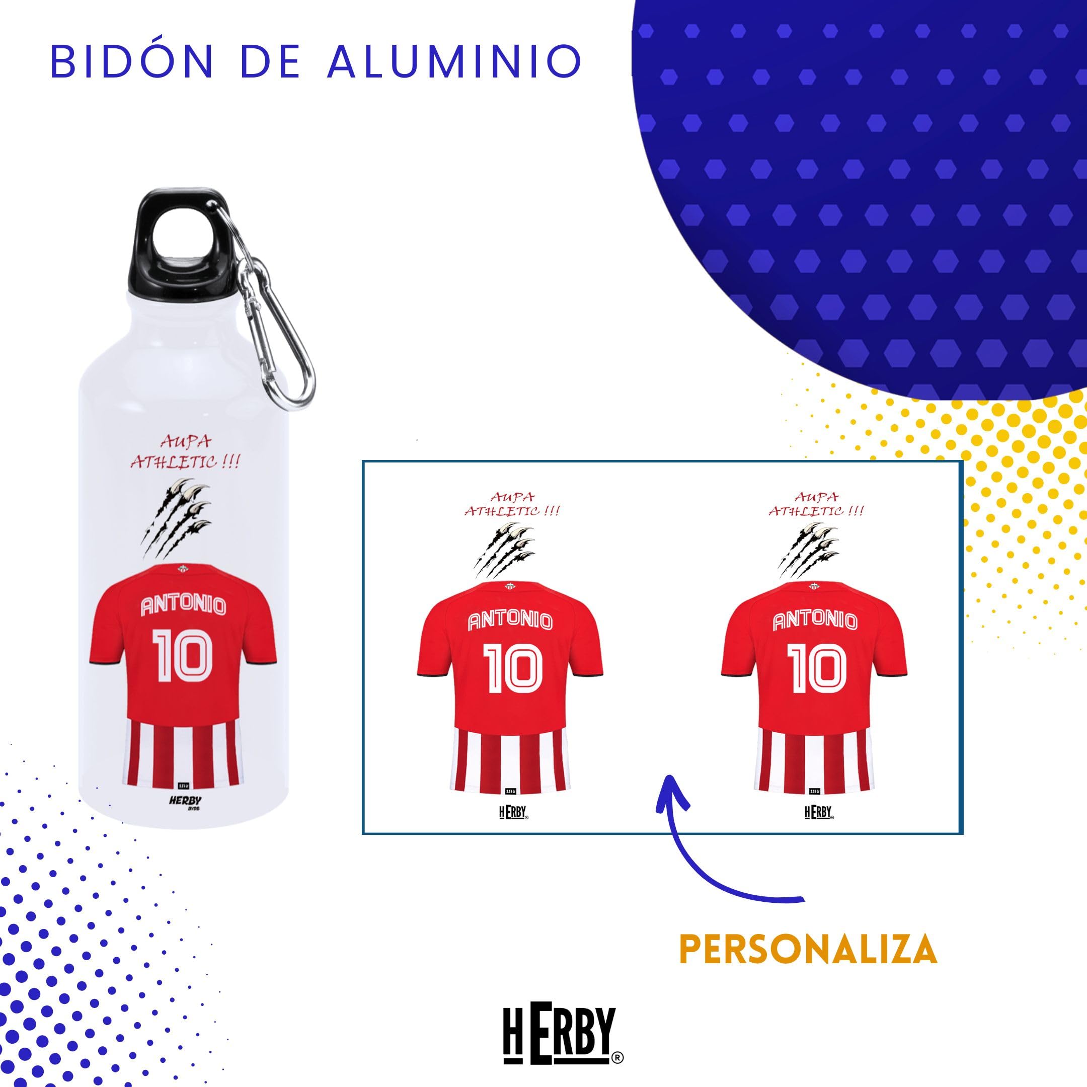 botella de agua del Alaves para niños personalizada con nombre y número es un bidón de aluminio liviano para fanáticos del futbol cantimplora del Alaves de 600 ml con dos tapones(Alavesbidón)