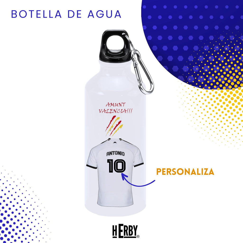 botella de agua del Alaves para niños personalizada con nombre y número es un bidón de aluminio liviano para fanáticos del futbol cantimplora del Alaves de 600 ml con dos tapones(Alavesbidón)