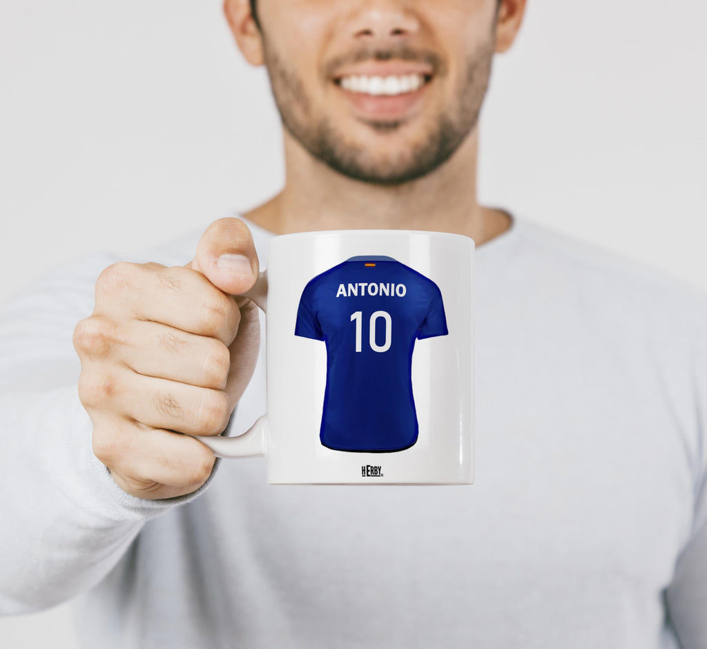 Taza Alavés Cerámica Personalizada Diseño Camiseta 325 Ml Regalo Ideal Para Aficionados Detalle Único Día Del Padre Cumpleaños Fanáticos Futbol Resistente Lavavajillas Microondas (Alavéscerámica)