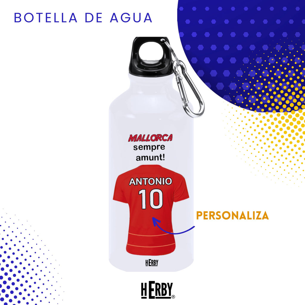 botella de agua del Alaves para niños personalizada con nombre y número es un bidón de aluminio liviano para fanáticos del futbol cantimplora del Alaves de 600 ml con dos tapones(Alavesbidón)