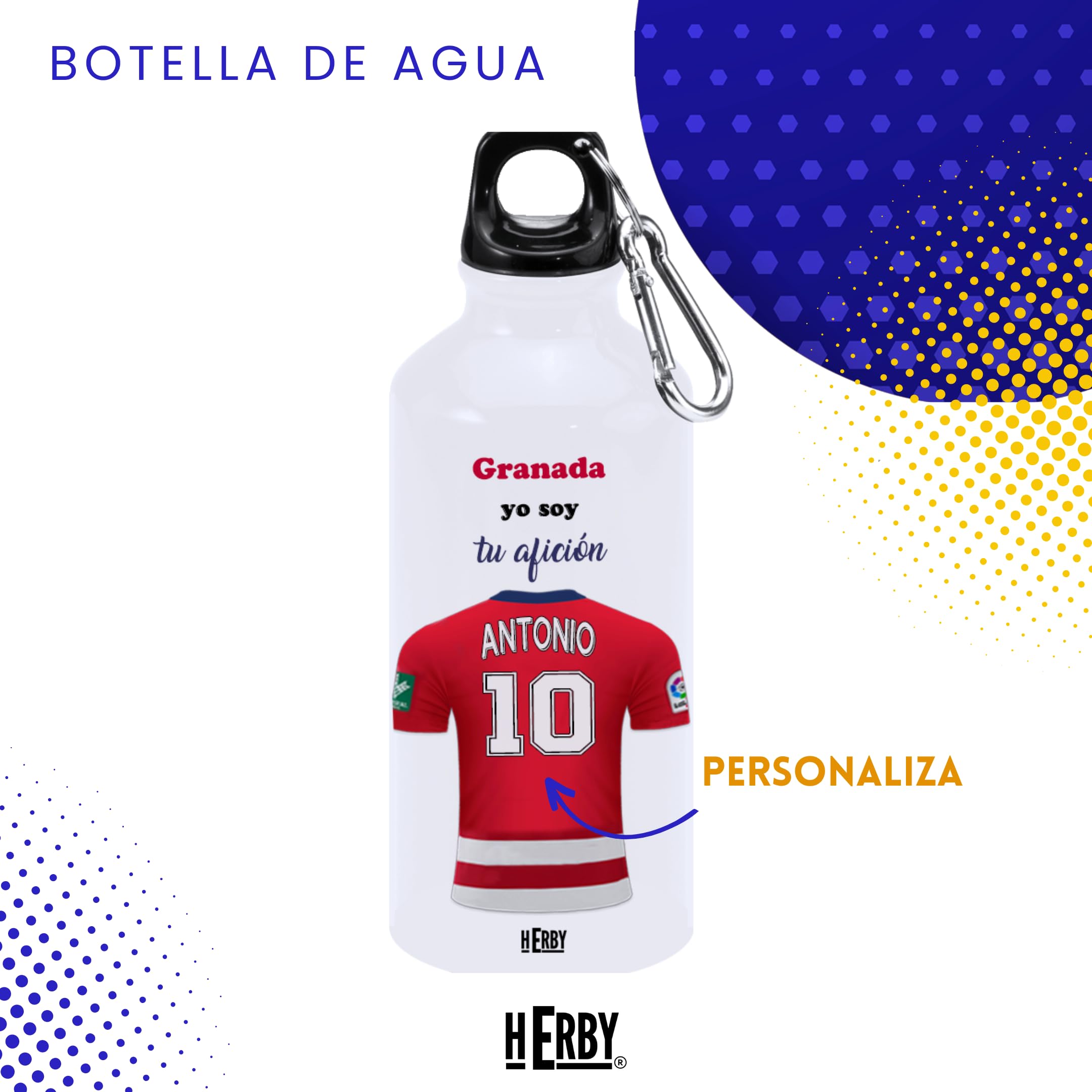 botella de agua del Alaves para niños personalizada con nombre y número es un bidón de aluminio liviano para fanáticos del futbol cantimplora del Alaves de 600 ml con dos tapones(Alavesbidón)