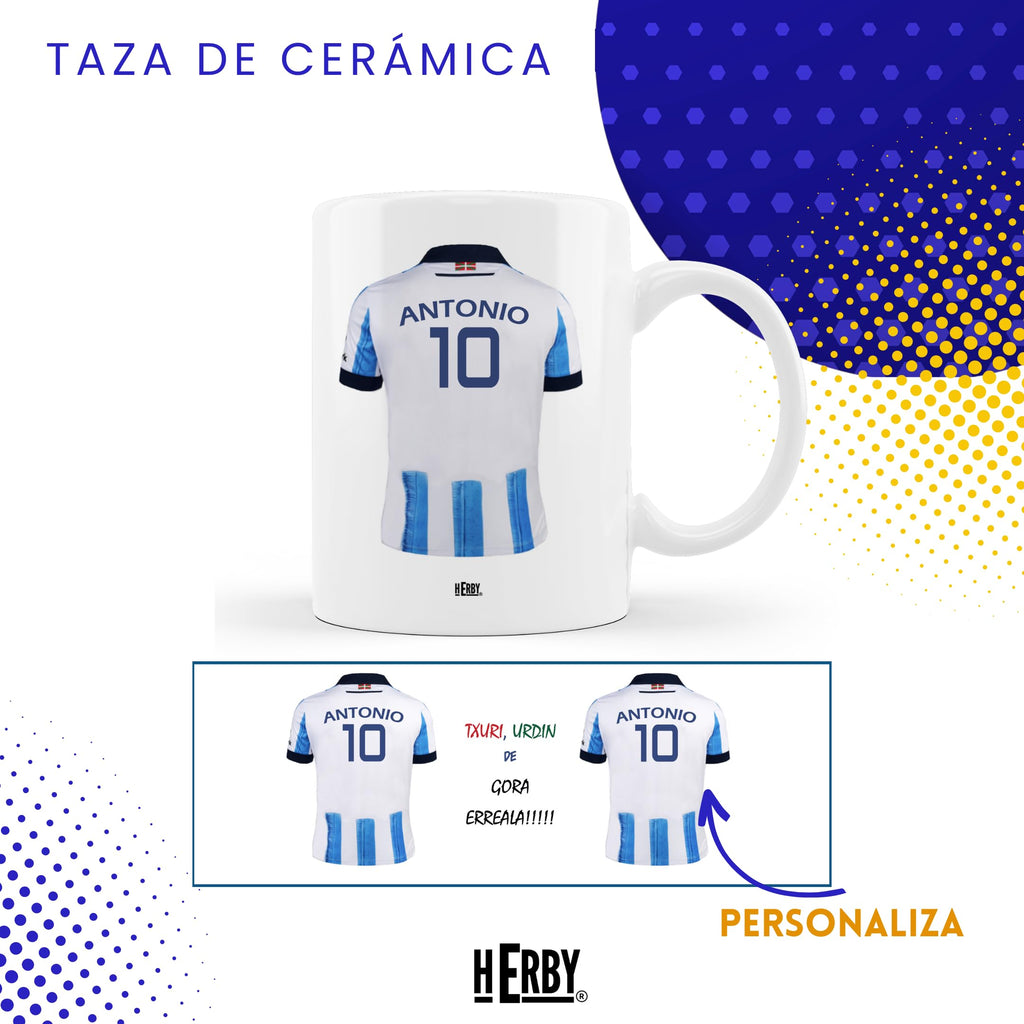 Taza Alavés Cerámica Personalizada Diseño Camiseta 325 Ml Regalo Ideal Para Aficionados Detalle Único Día Del Padre Cumpleaños Fanáticos Futbol Resistente Lavavajillas Microondas (Alavéscerámica)