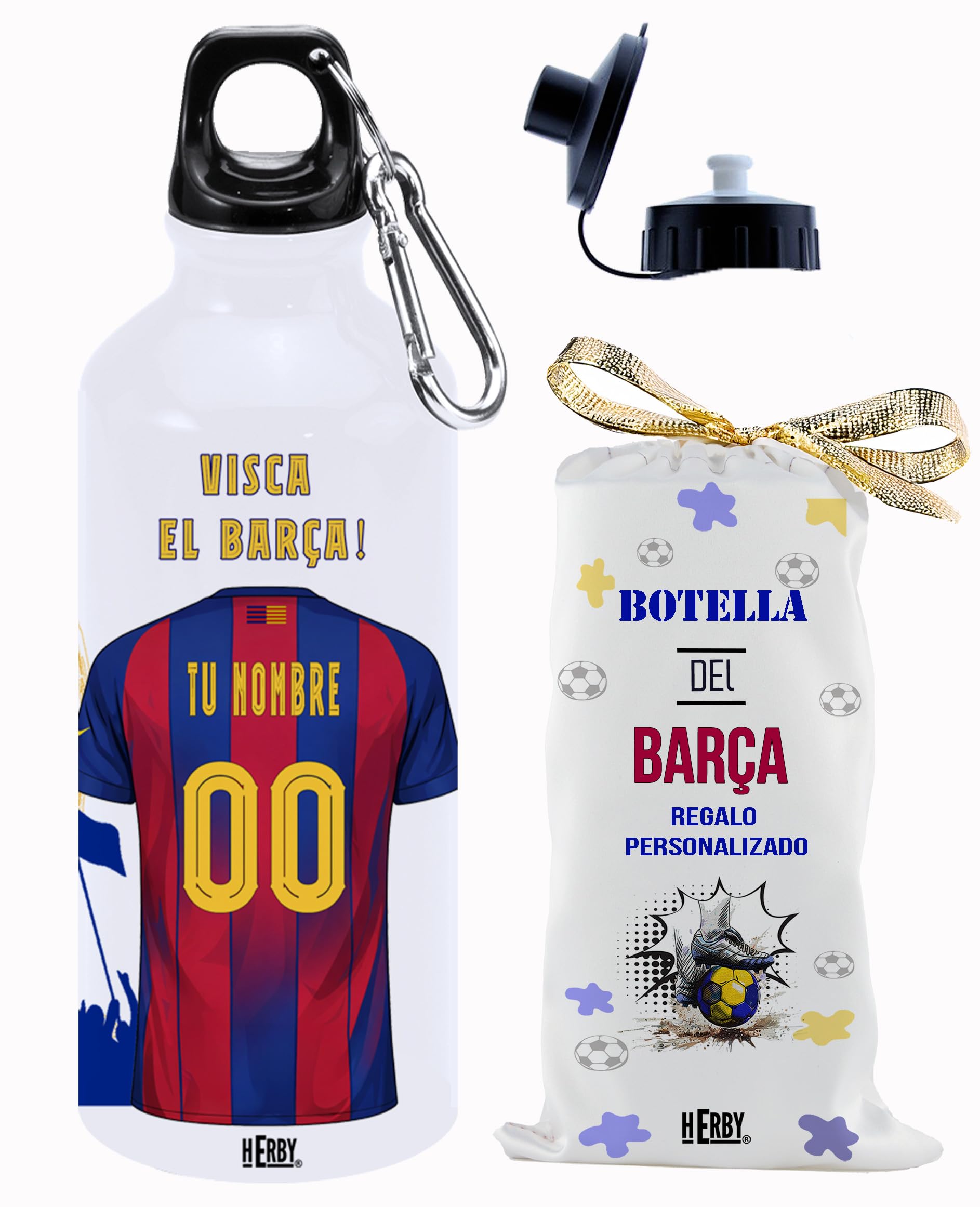 botella de agua del Alaves para niños personalizada con nombre y número es un bidón de aluminio liviano para fanáticos del futbol cantimplora del Alaves de 600 ml con dos tapones(Alavesbidón)