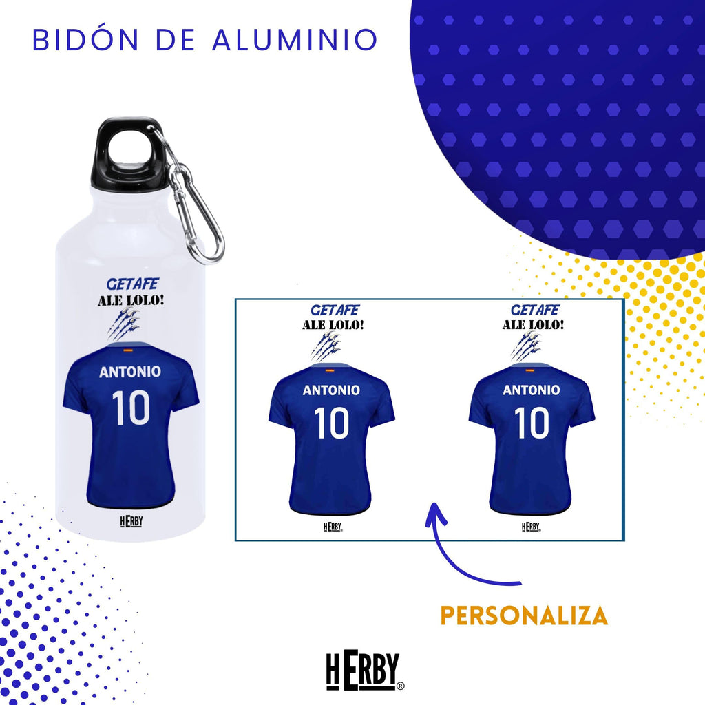 botella de agua del Alaves para niños personalizada con nombre y número es un bidón de aluminio liviano para fanáticos del futbol cantimplora del Alaves de 600 ml con dos tapones(Alavesbidón)