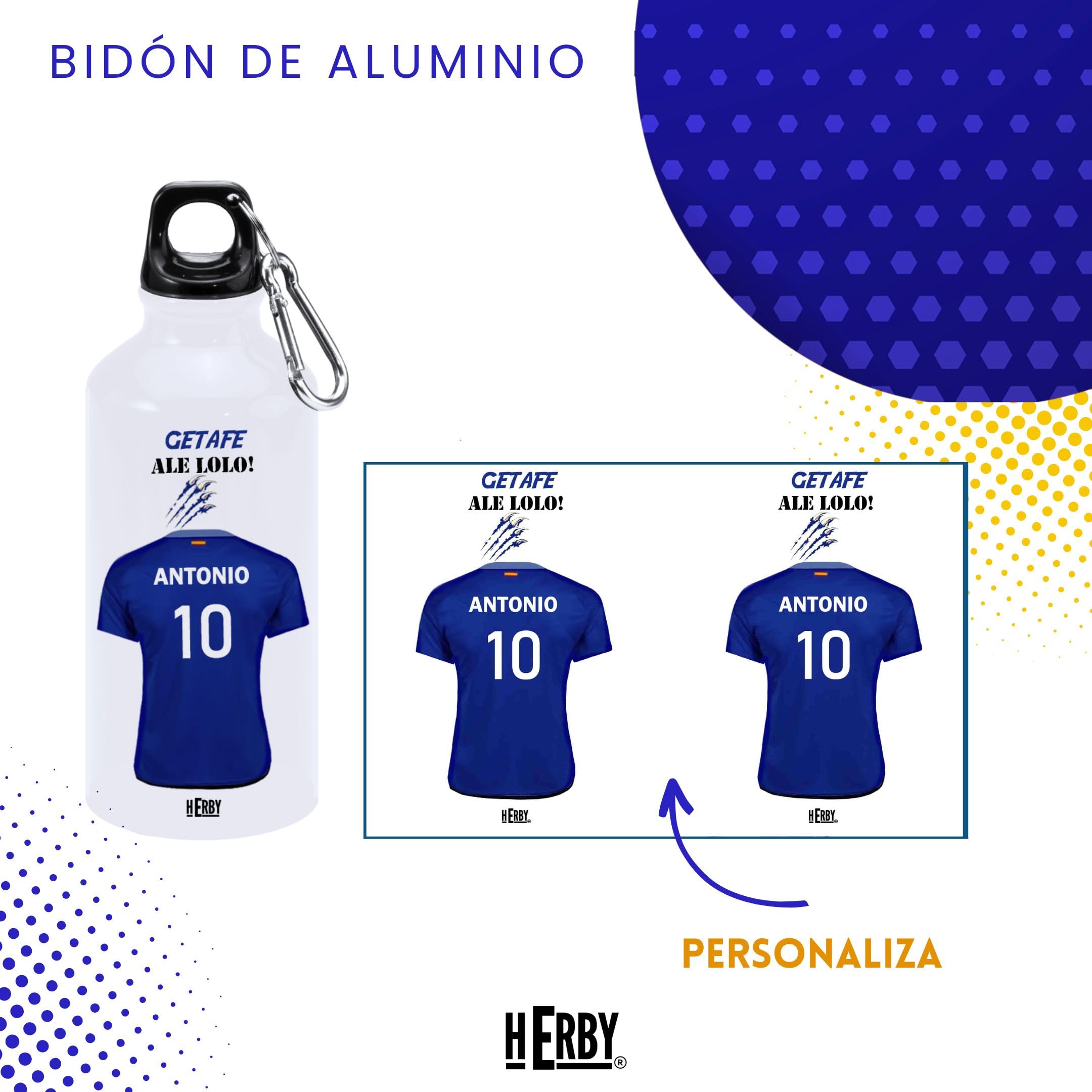 botella de agua del Alaves para niños personalizada con nombre y número es un bidón de aluminio liviano para fanáticos del futbol cantimplora del Alaves de 600 ml con dos tapones(Alavesbidón)