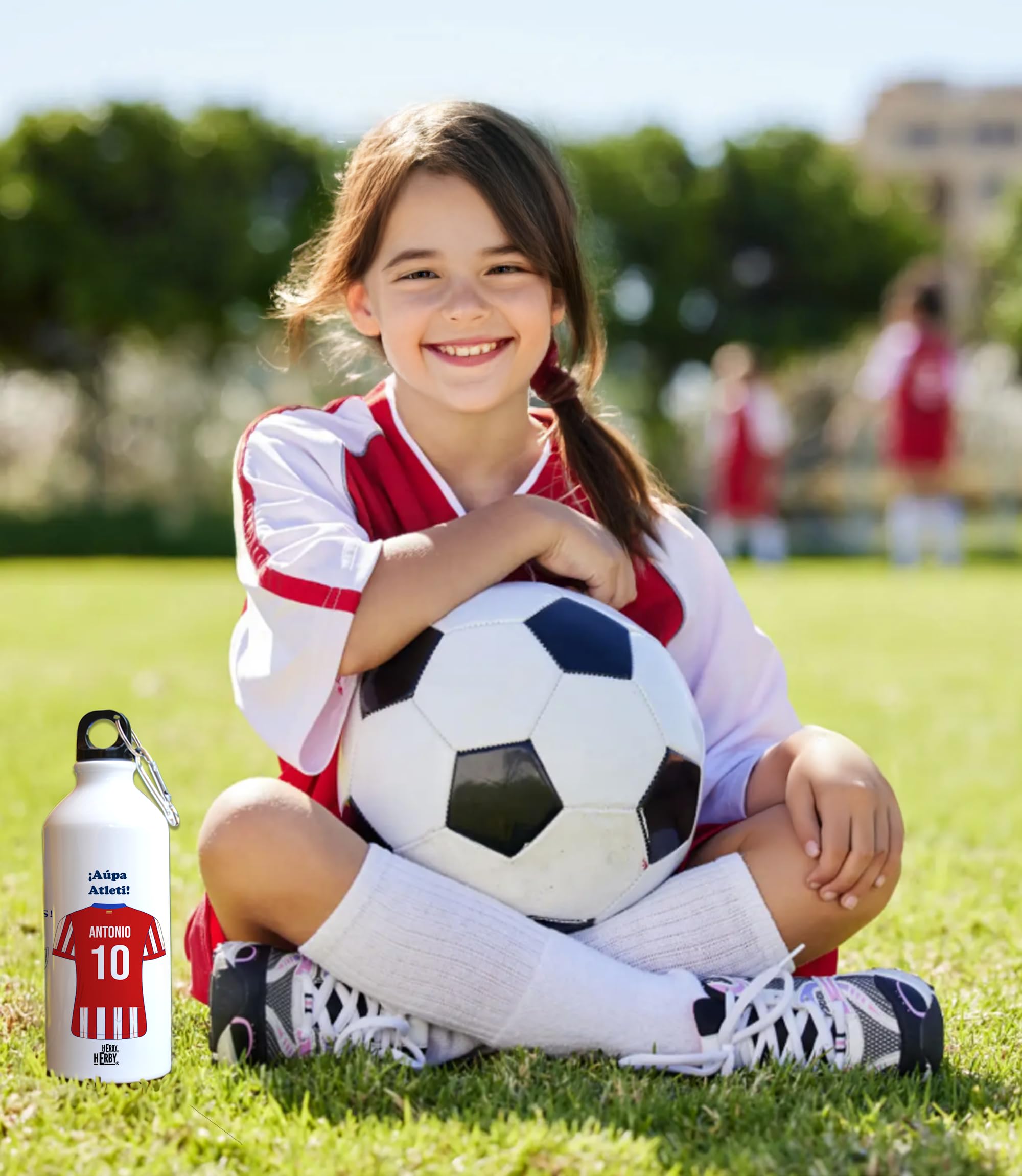 botella de agua del Alaves para niños personalizada con nombre y número es un bidón de aluminio liviano para fanáticos del futbol cantimplora del Alaves de 600 ml con dos tapones(Alavesbidón)