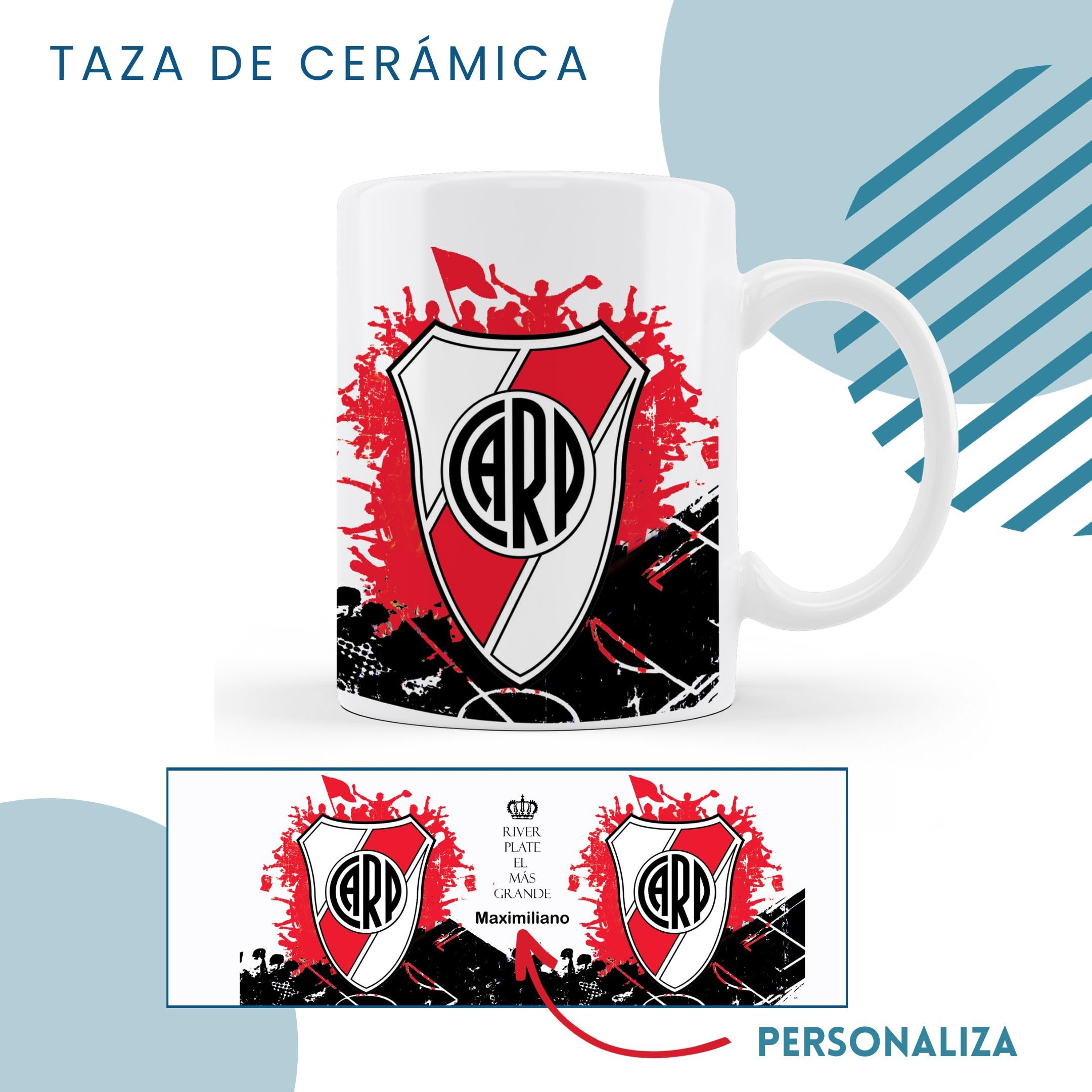 Taza de cerámica de boca personalizada con nombre, regalos para fanáticos del futbol todos los equipos 325 ml para café, té, apta para microondas y lavavajillas (Boca)
