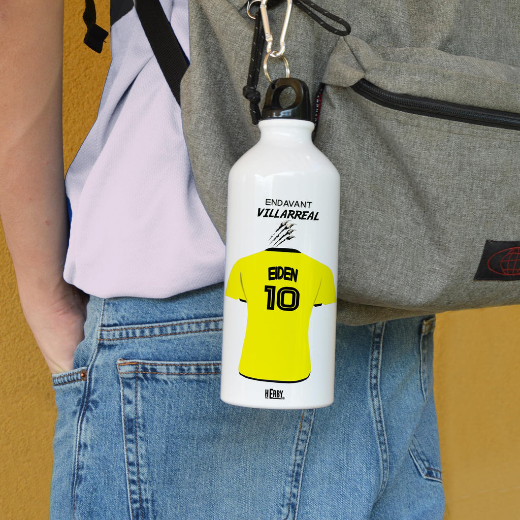 botella de agua del Alaves para niños personalizada con nombre y número es un bidón de aluminio liviano para fanáticos del futbol cantimplora del Alaves de 600 ml con dos tapones(Alavesbidón)