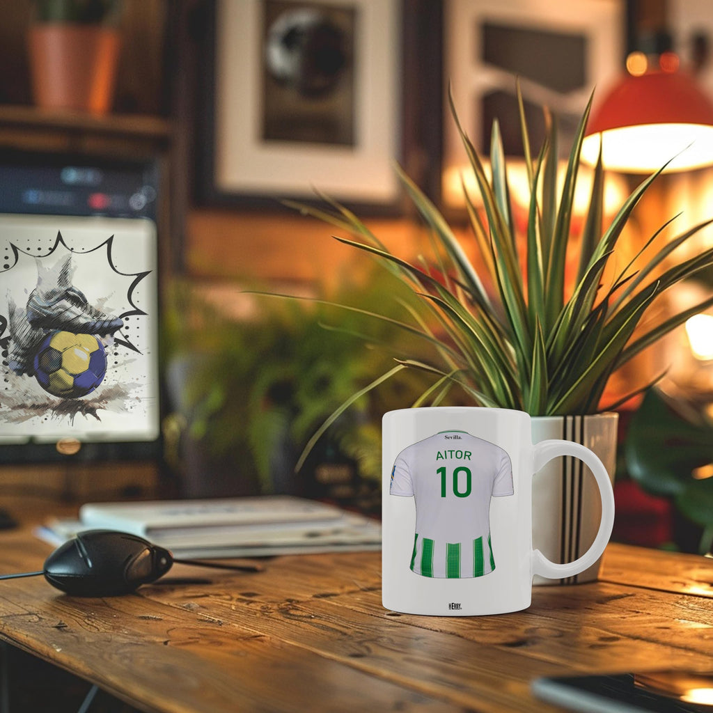 Taza Alavés Cerámica Personalizada Diseño Camiseta 325 Ml Regalo Ideal Para Aficionados Detalle Único Día Del Padre Cumpleaños Fanáticos Futbol Resistente Lavavajillas Microondas (Alavéscerámica)