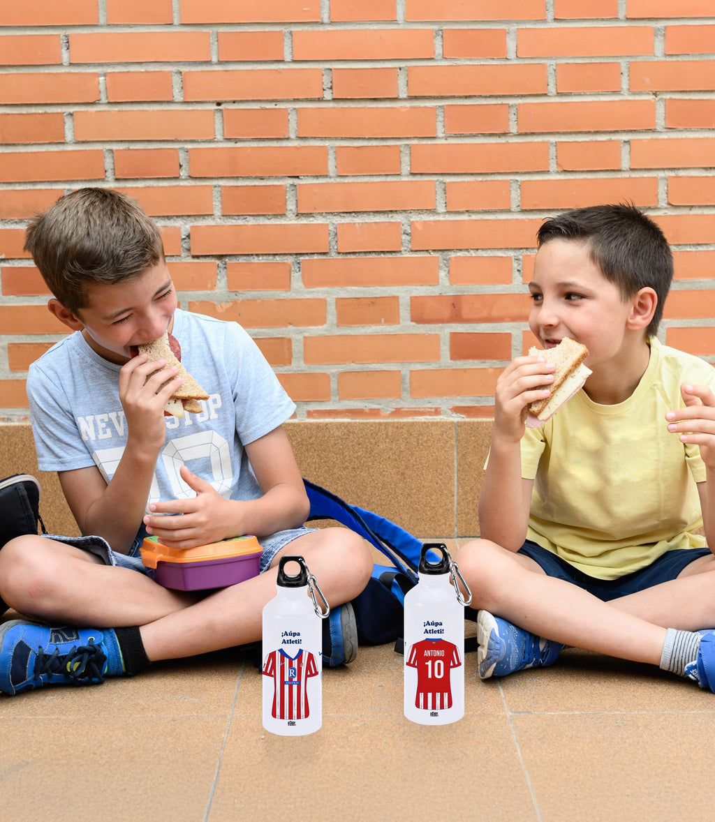 botella de agua del Alaves para niños personalizada con nombre y número es un bidón de aluminio liviano para fanáticos del futbol cantimplora del Alaves de 600 ml con dos tapones(Alavesbidón)