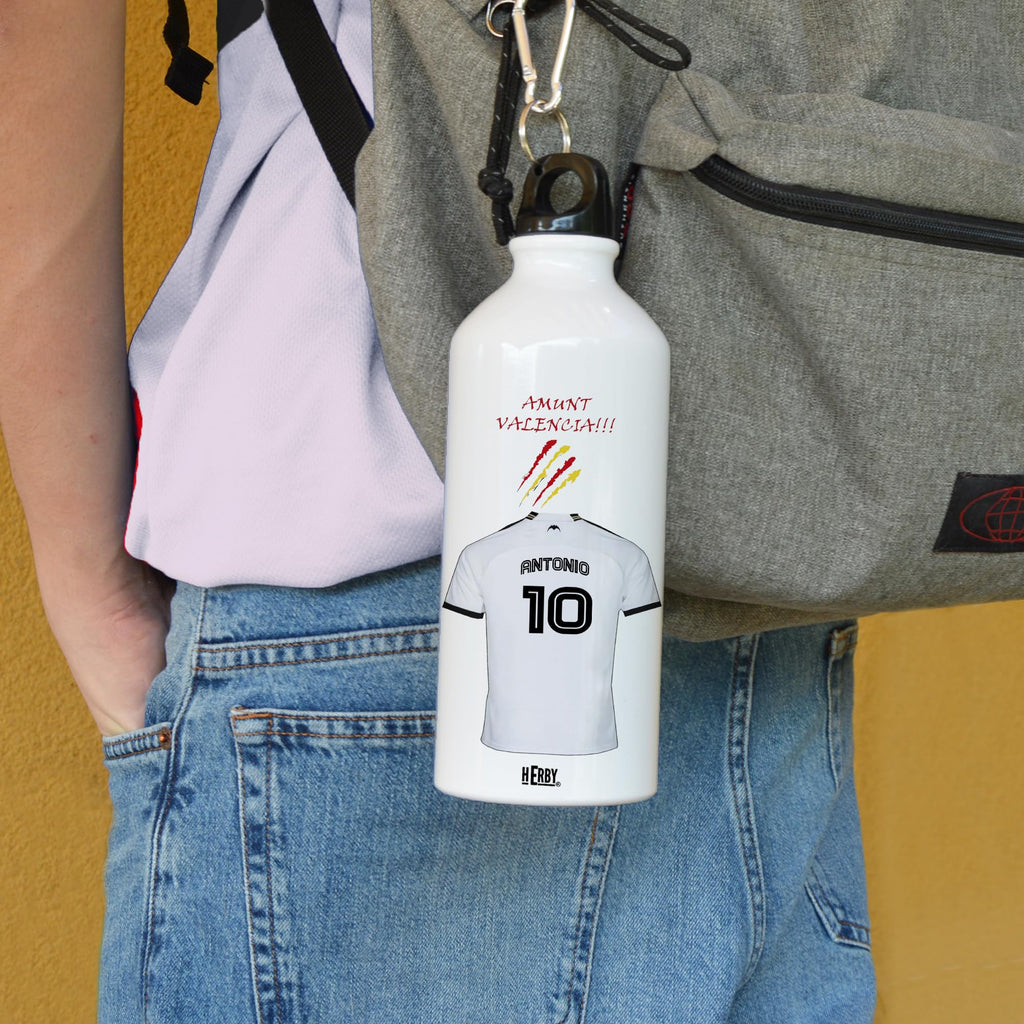 botella de agua del Alaves para niños personalizada con nombre y número es un bidón de aluminio liviano para fanáticos del futbol cantimplora del Alaves de 600 ml con dos tapones(Alavesbidón)