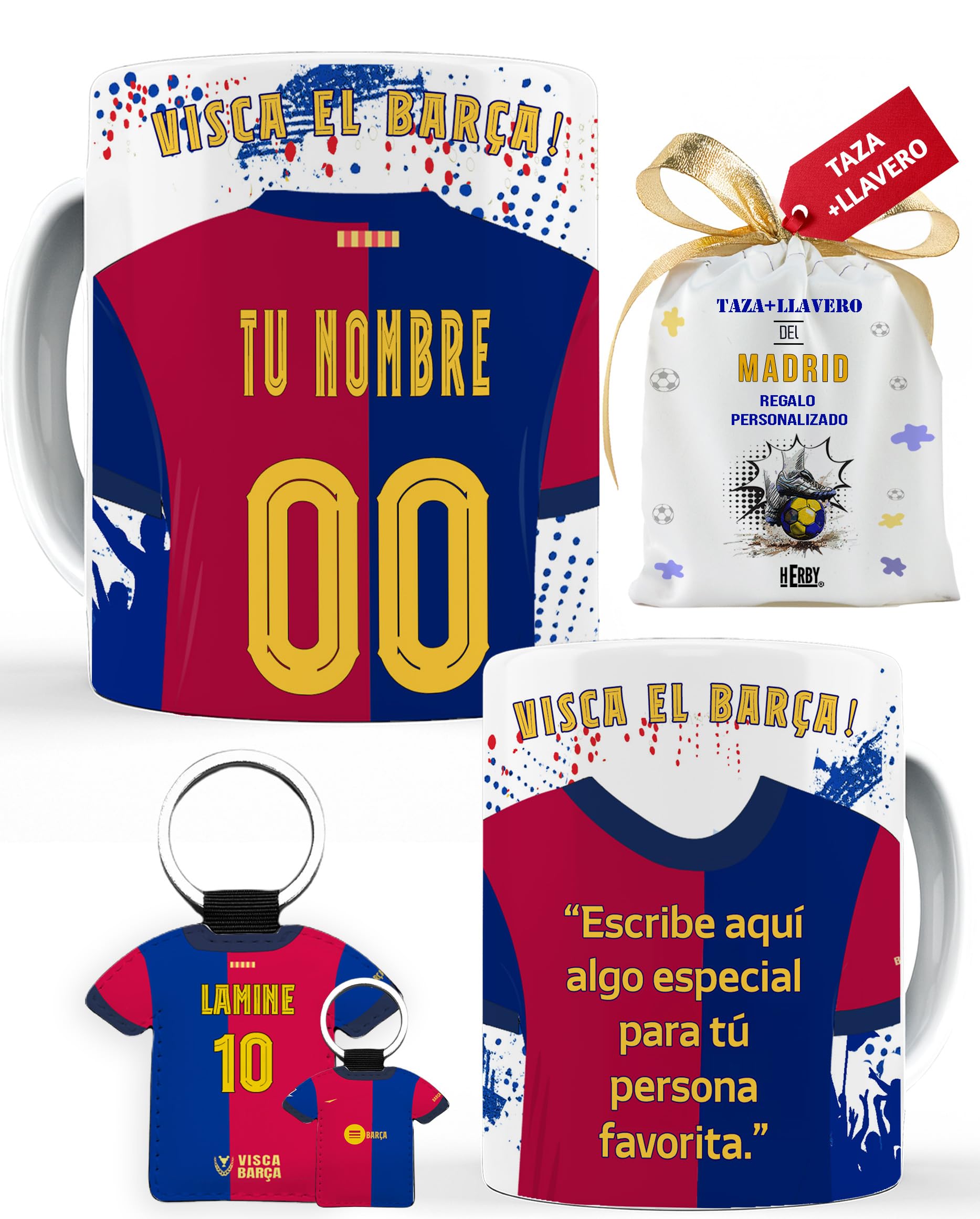 Taza del Almería personalizada con nombre y número más llavero del Almería caja de regalos del Almería taza de cerámica para te café o chocolate de 325 ml regalos para fanáticos del futbol(Almeríax2c)