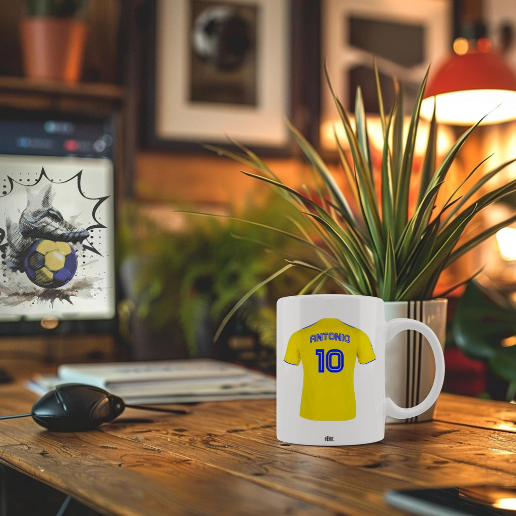 Taza Alavés Cerámica Personalizada Diseño Camiseta 325 Ml Regalo Ideal Para Aficionados Detalle Único Día Del Padre Cumpleaños Fanáticos Futbol Resistente Lavavajillas Microondas (Alavéscerámica)