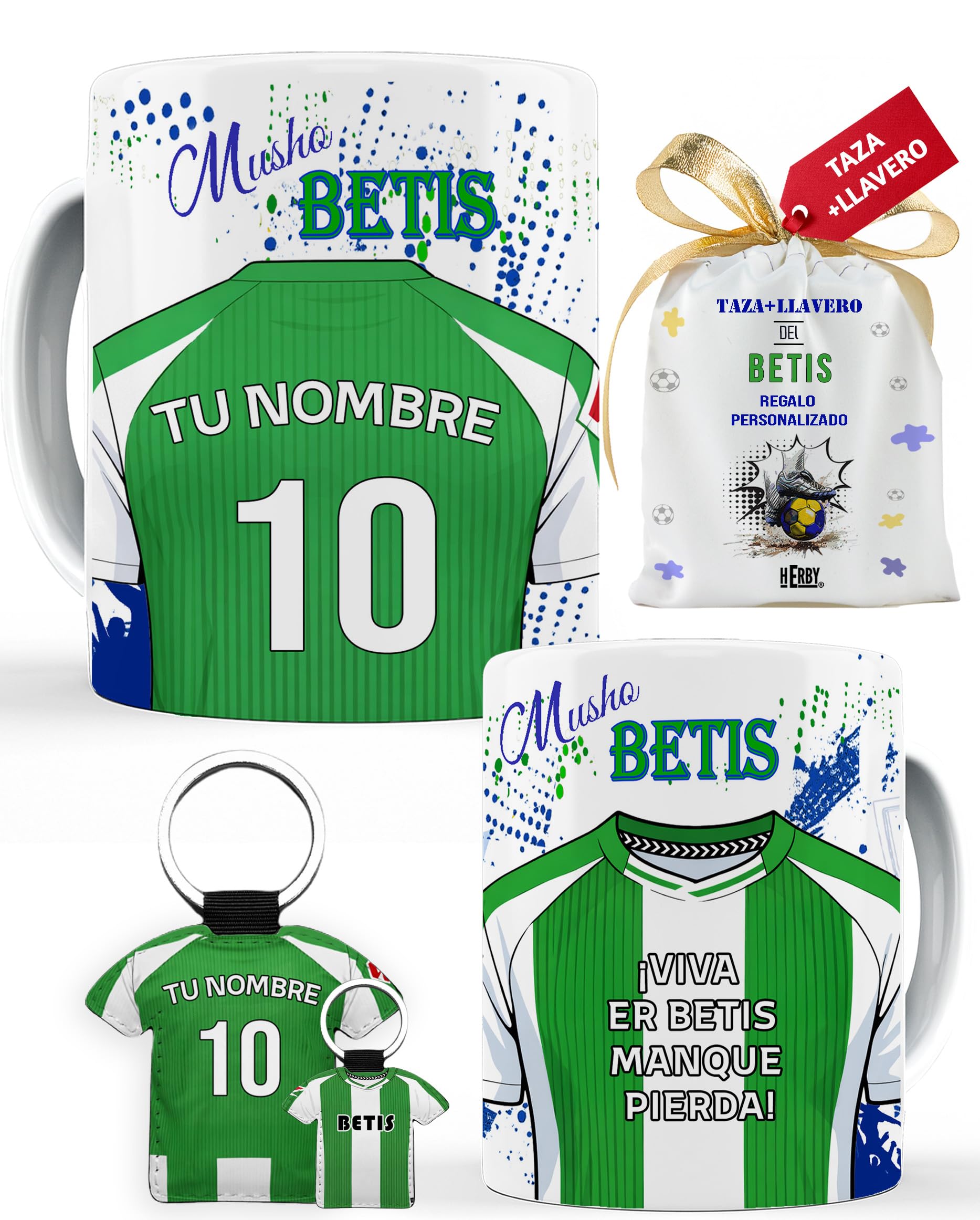 Taza del Almería personalizada con nombre y número más llavero del Almería caja de regalos del Almería taza de cerámica para te café o chocolate de 325 ml regalos para fanáticos del futbol(Almeríax2c)