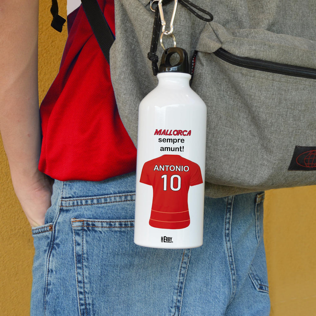 botella de agua del Alaves para niños personalizada con nombre y número es un bidón de aluminio liviano para fanáticos del futbol cantimplora del Alaves de 600 ml con dos tapones(Alavesbidón)